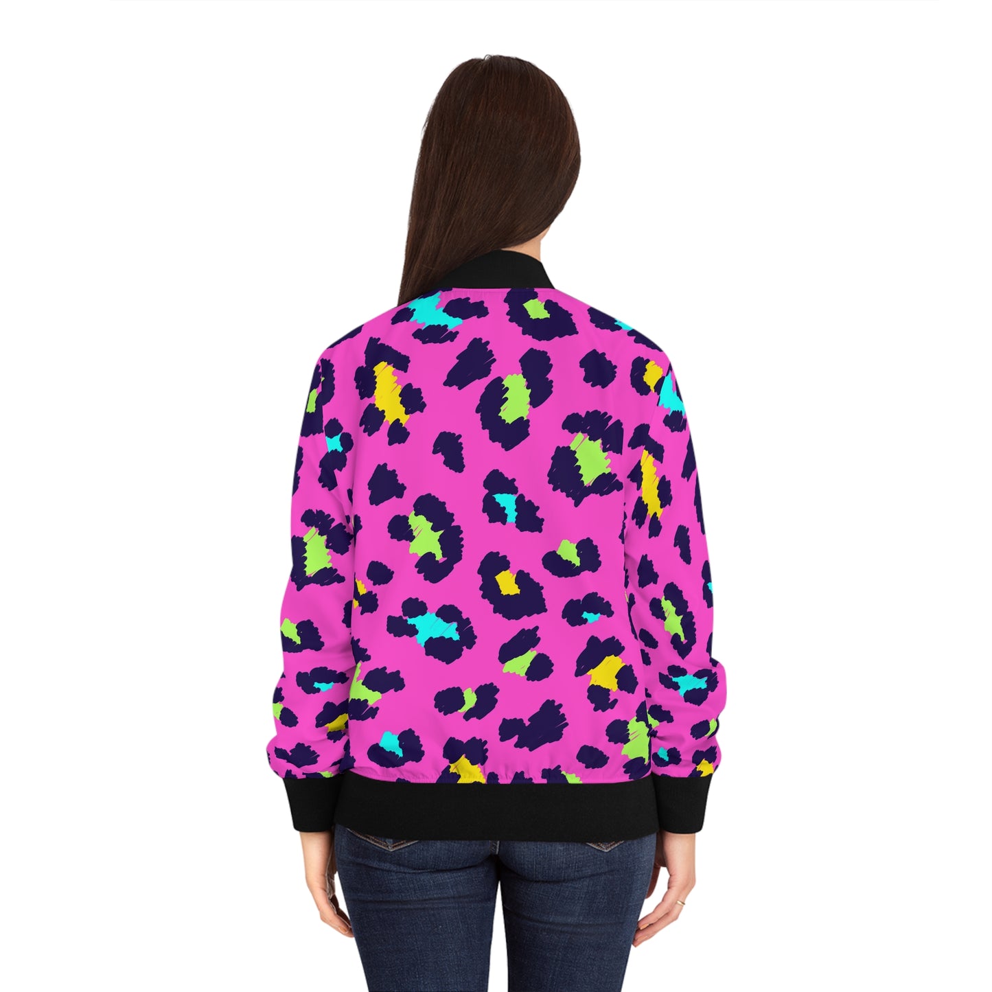 Vibrant Animal Print Women's Bomber Jacket, Stylish Outerwear, Trendy Fashion Piece, Perfect for Casual Wear, Gift for Her, Statement Jacket