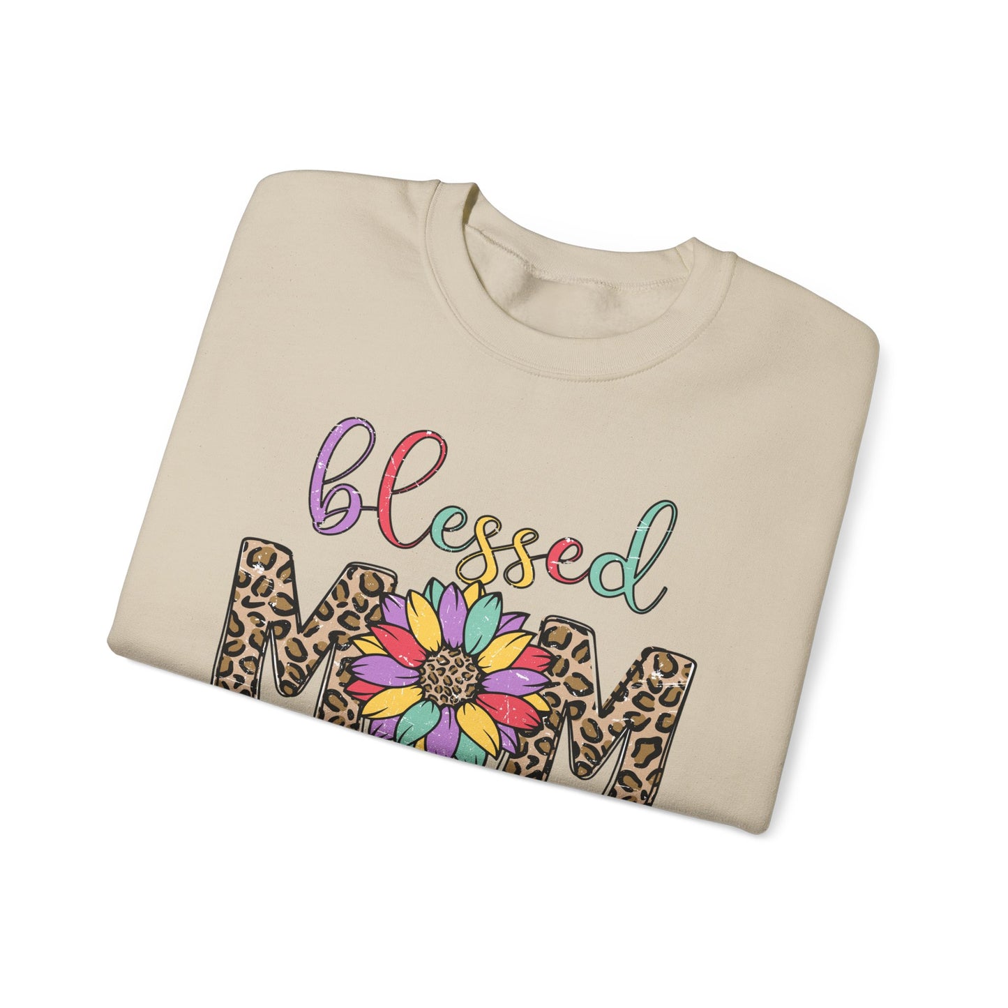 Blessed Mom Leopard Floral Crewneck Sweatshirt