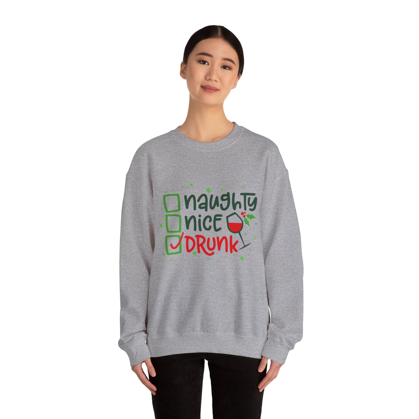 Naughty Nice Drunk Sweatshirt - Unisex Holiday Crewneck