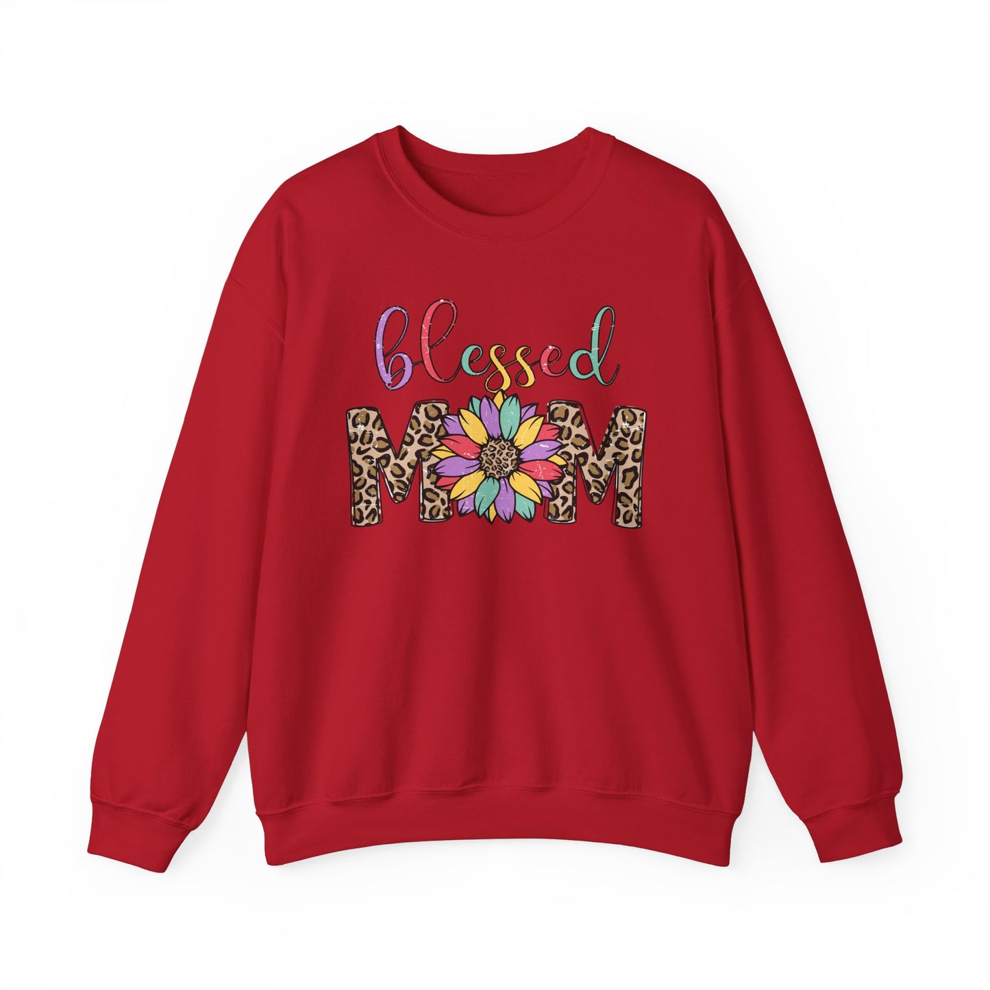 Blessed Mom Leopard Floral Crewneck Sweatshirt