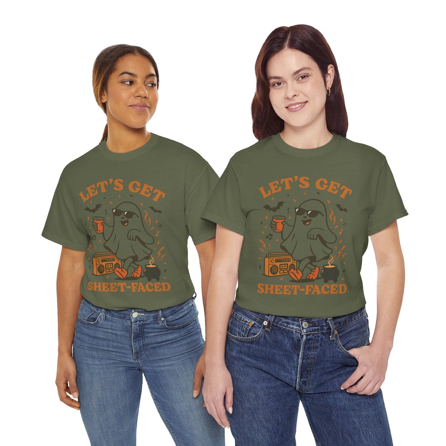 Ghost Party Tee, Halloween Shirt, Unisex Heavy Cotton Tee, Fun Graphic T-Shirt, Casual Wear, October Festivity Apparel