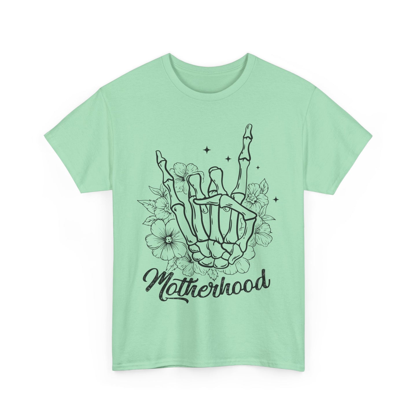 Unisex Heavy Cotton Tee - Motherhood Skeleton Hand Design