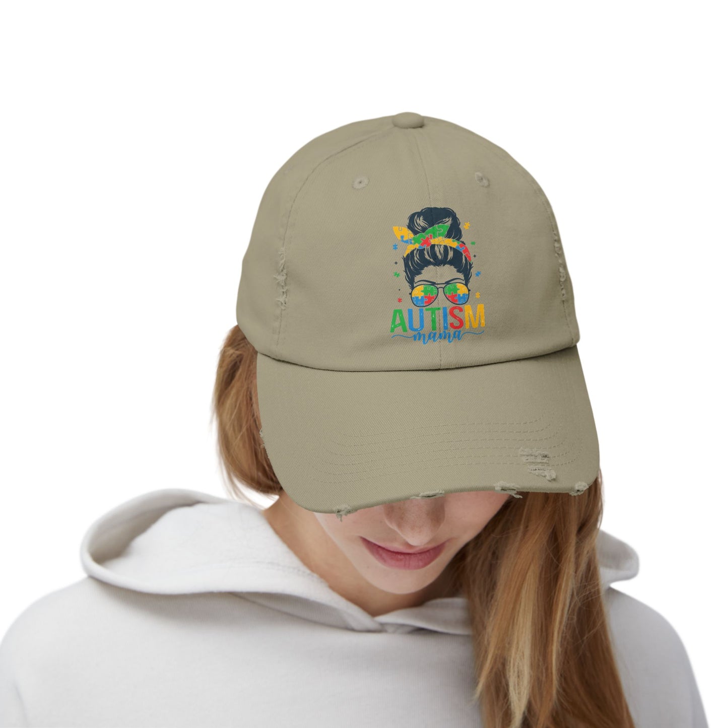 Autism Mama Distressed Cap - Stylish Supportive Hat for Moms