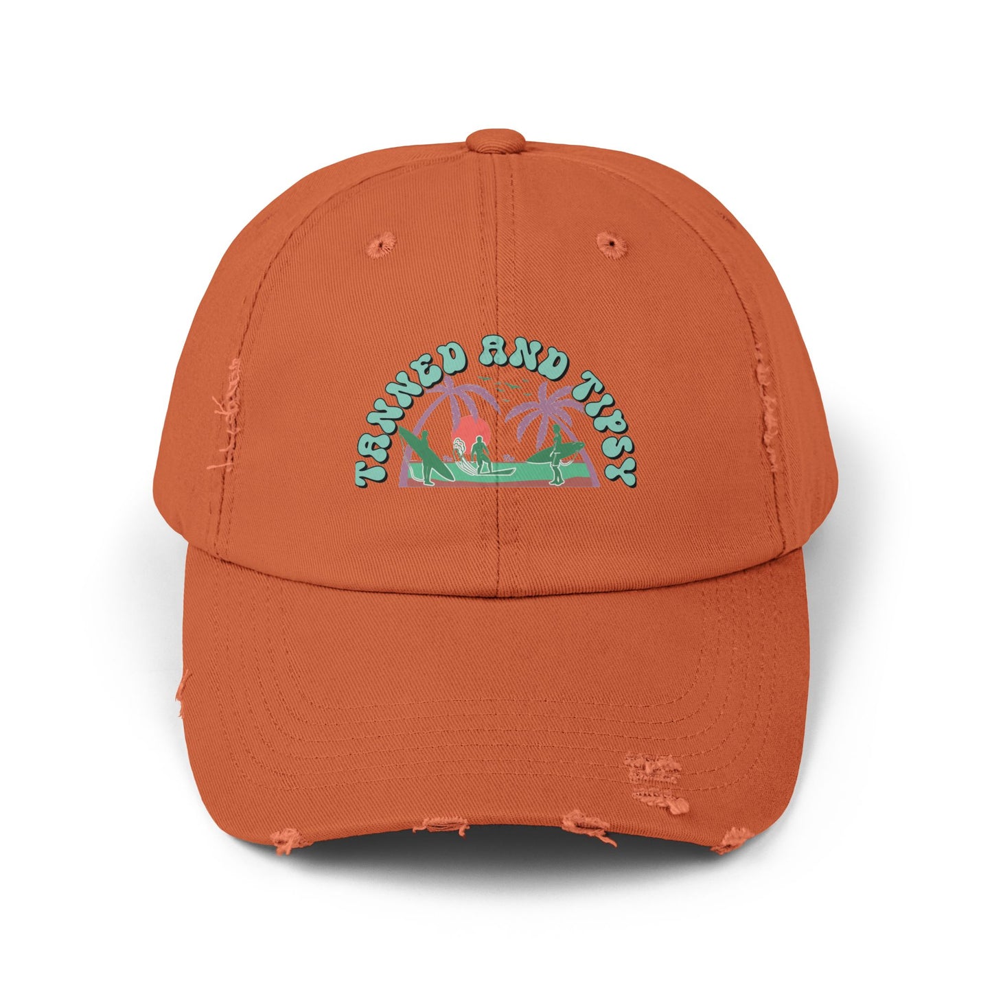 Tropical Vibes Distressed Cap, Unisex Relaxed Hat, Trendy Summer Fashion, Beachwear Accessory, Gift for Travelers, Casual Daily Wear
