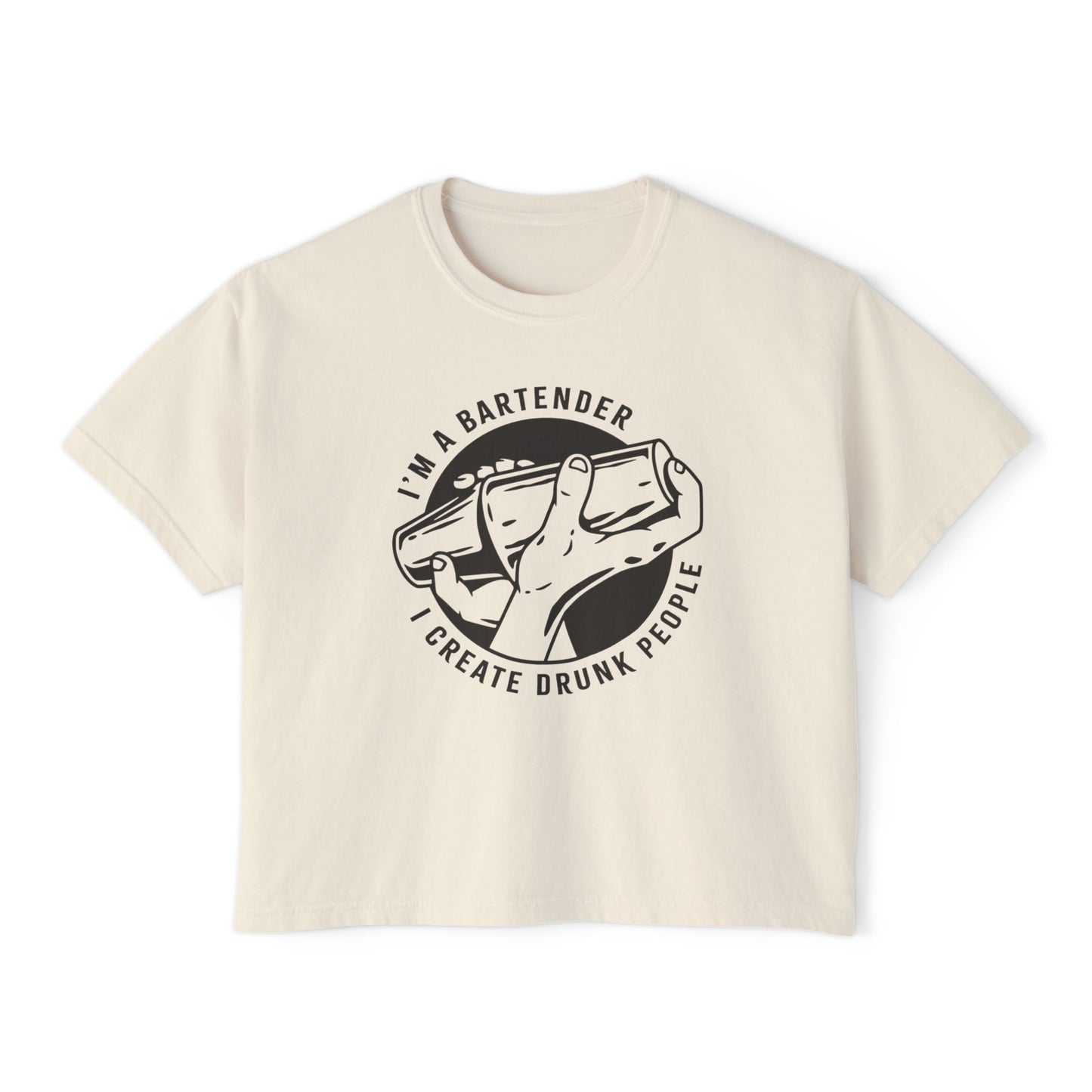Bartender Vibe Women's Boxy Tee, Casual Graphic Top, Fun Bartending Shirt, Perfect for Parties, Gift for Bartenders