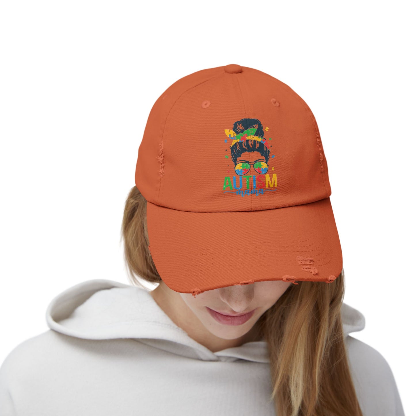 Autism Mama Distressed Cap - Stylish Supportive Hat for Moms