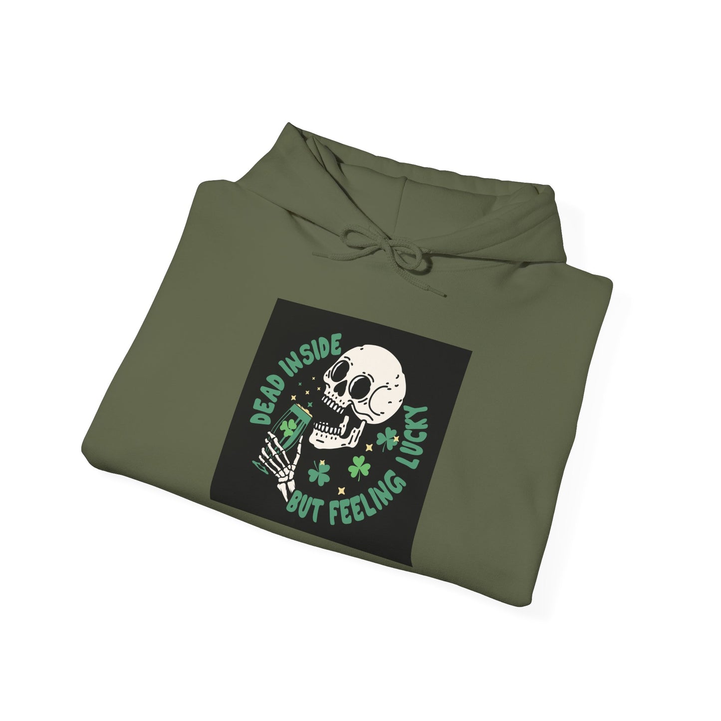 "Dead Inside but Feeling Lucky" Unisex Heavy Blend Hooded Sweatshirt - Perfect for Halloween & Casual Wear