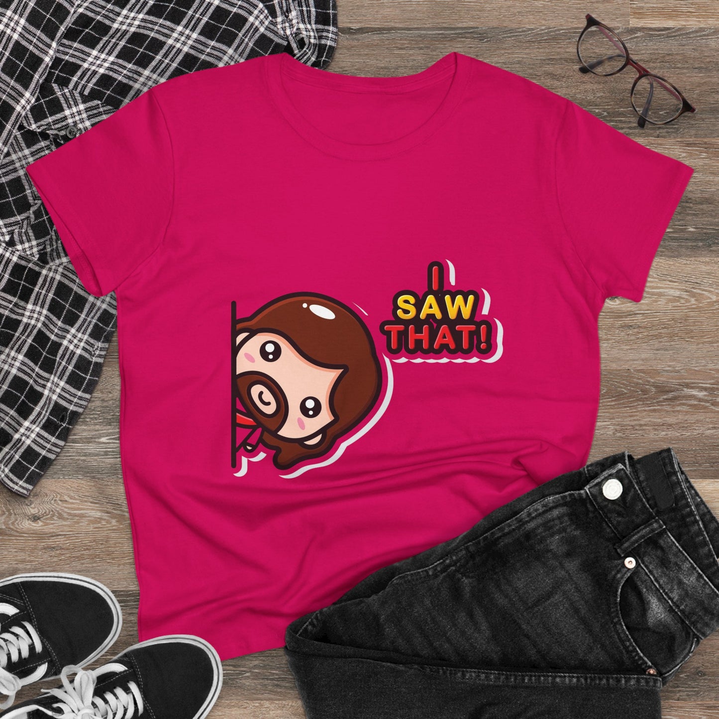 Funny Women’s Cotton Tee - 'I Saw That!' Graphic T-Shirt