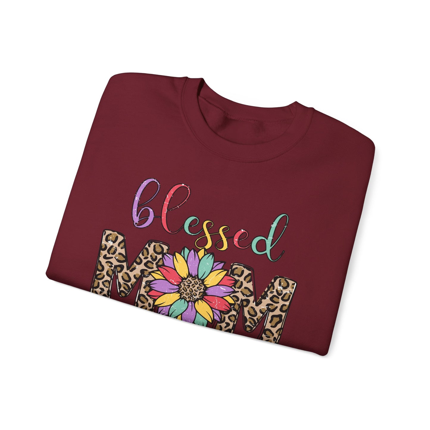 Blessed Mom Leopard Floral Crewneck Sweatshirt