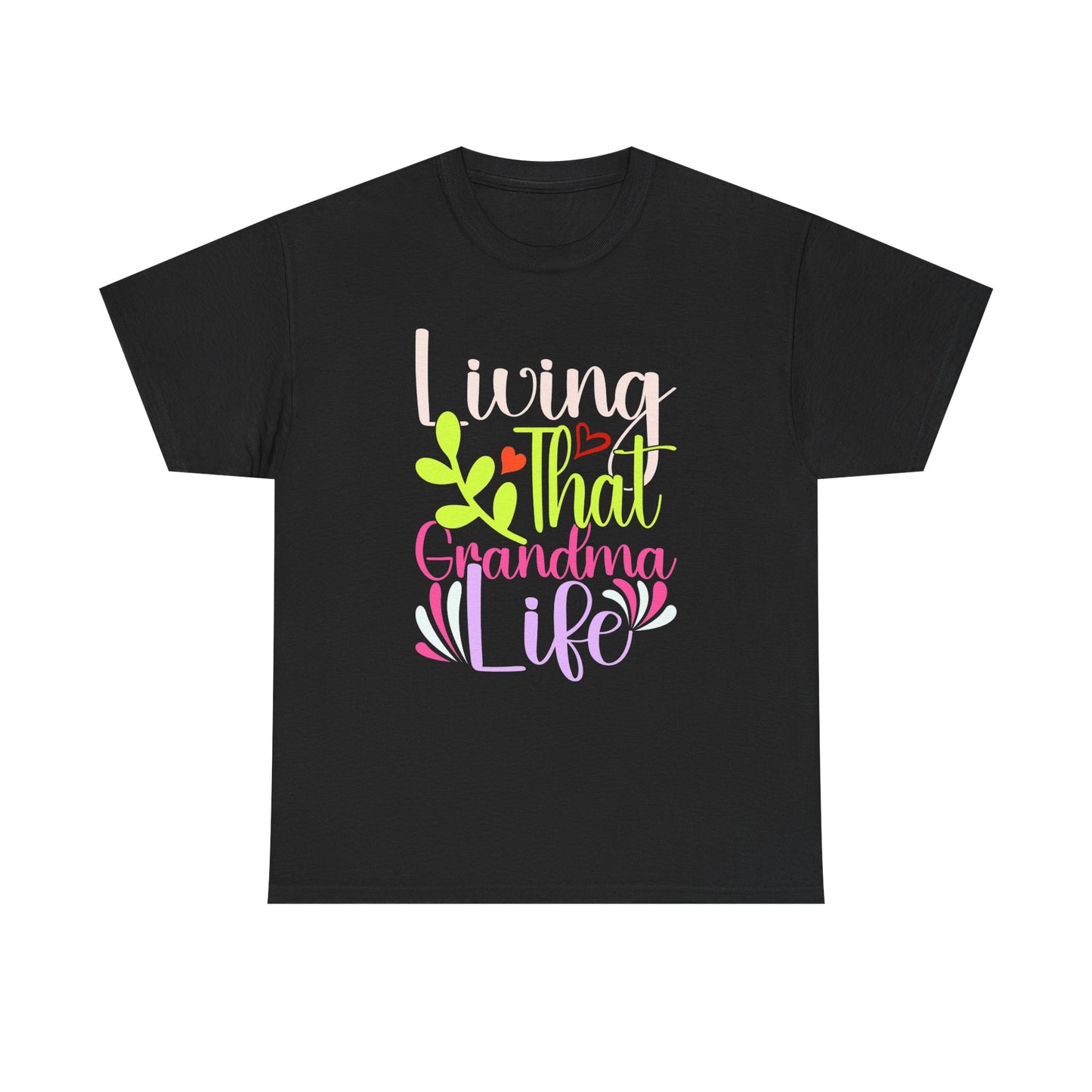 Living That Grandma Life Unisex Heavy Cotton Tee, Gift for Grandma, Cute Family Shirt, Mother's Day Tee, Casual Everyday Wear