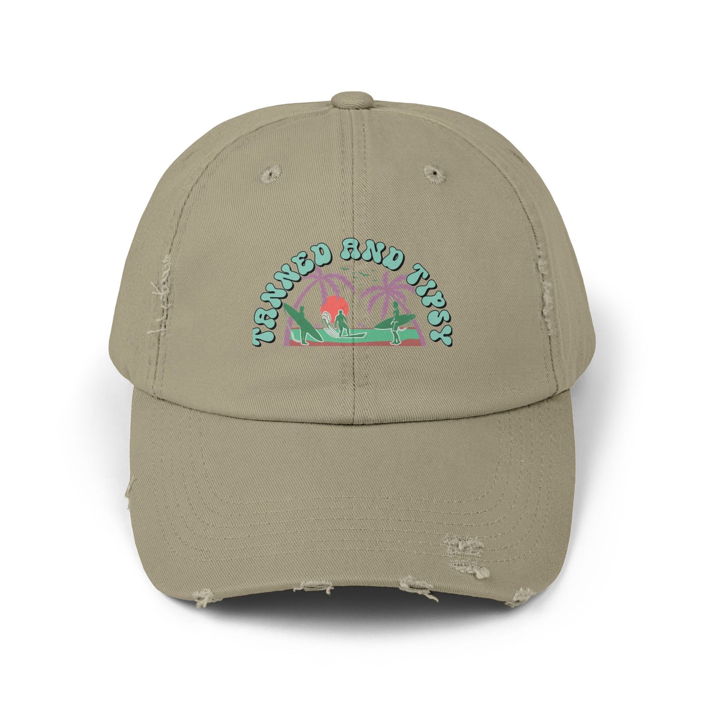 Tropical Vibes Distressed Cap, Unisex Relaxed Hat, Trendy Summer Fashion, Beachwear Accessory, Gift for Travelers, Casual Daily Wear