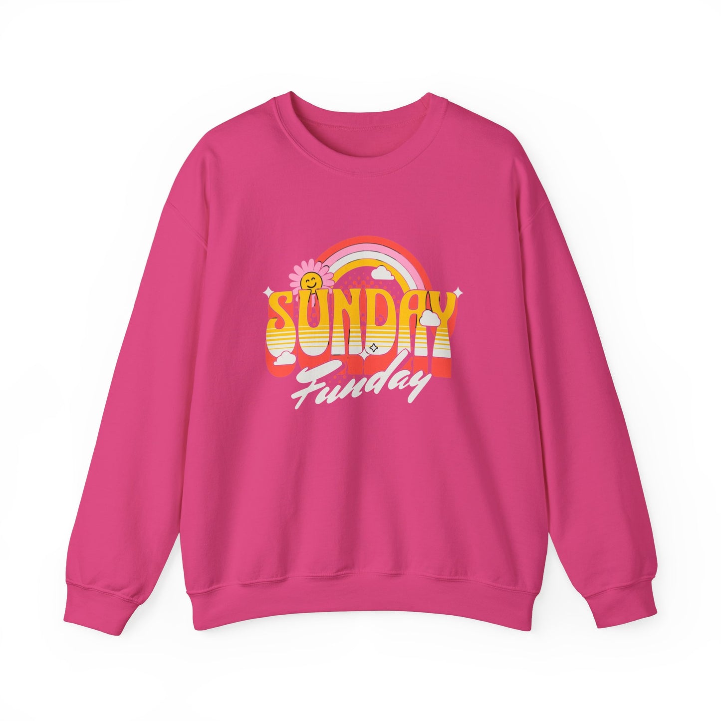 Sunday Funday Unisex Crewneck Sweatshirt - Retro Rainbow Design