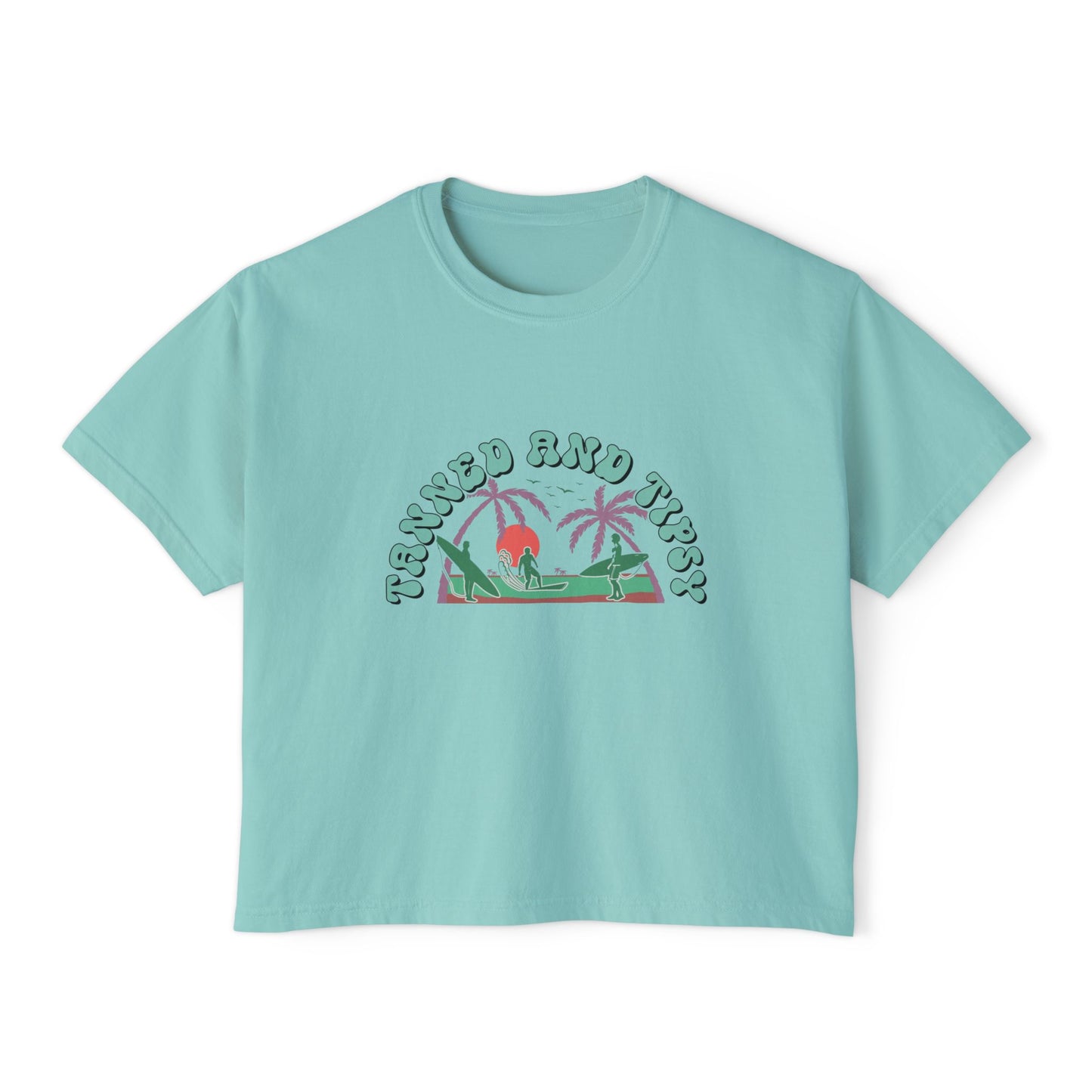 Tropical Vibes Women's Boxy Tee, Relaxed Summer Apparel, Beach Day T-Shirt, Casual Summer Style, Gift for Vacation Lovers