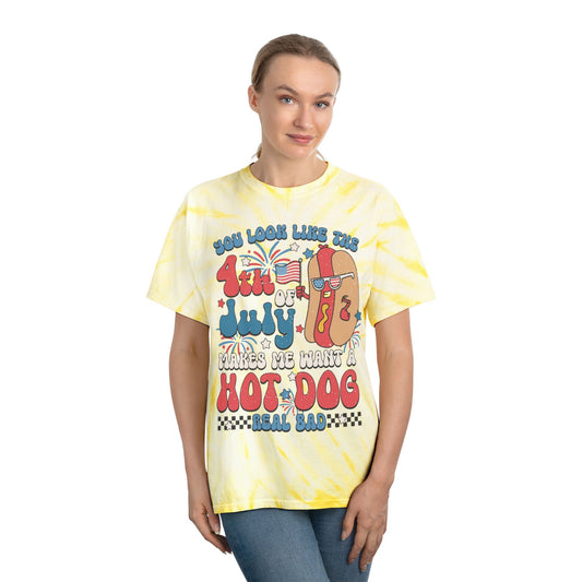4th of July Tie-Dye Tee, Hot Dog Vibe Shirt, Summer Fun Tee, Festival Wear, BBQ Celebration T-Shirt