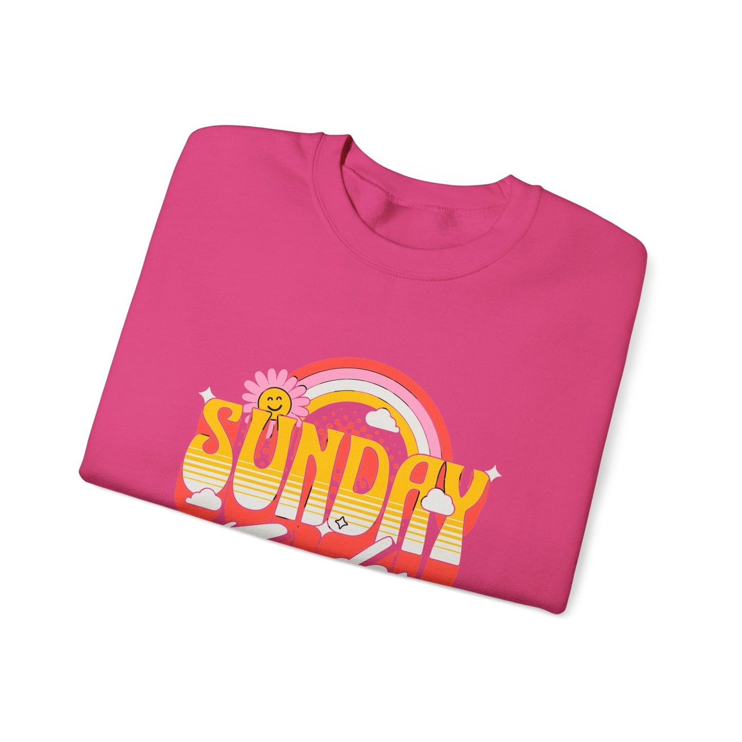Sunday Funday Unisex Crewneck Sweatshirt - Retro Rainbow Design