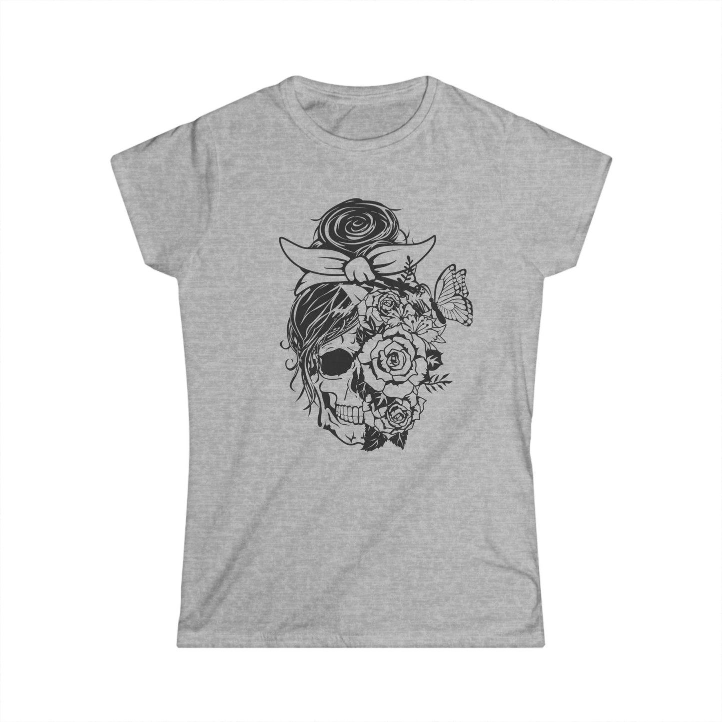 Floral Skull Women's Tee - Boho Chic Graphic T-Shirt for Everyday Style