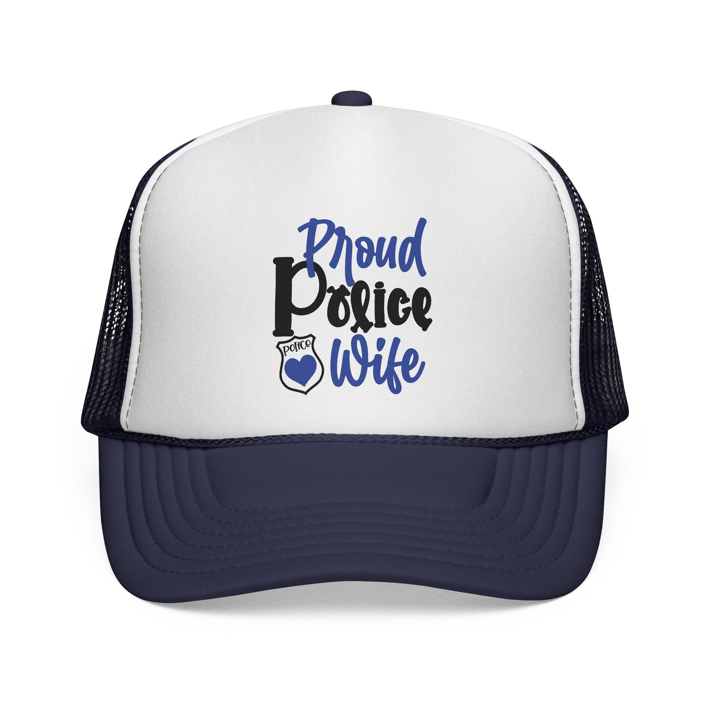 Proud Police Family Trucker Caps, Supportive Gifts for Police Wives and Kids, Patriotic Hat for Special Occasions