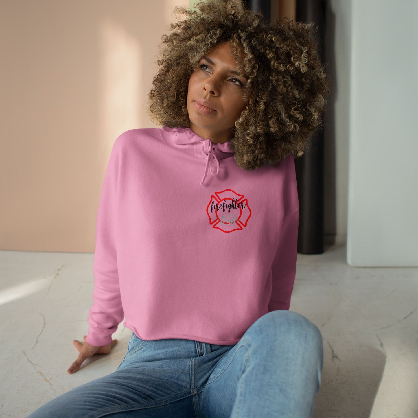 #FireWife Crop Hoodie - Stylish Firefighter Wife Apparel