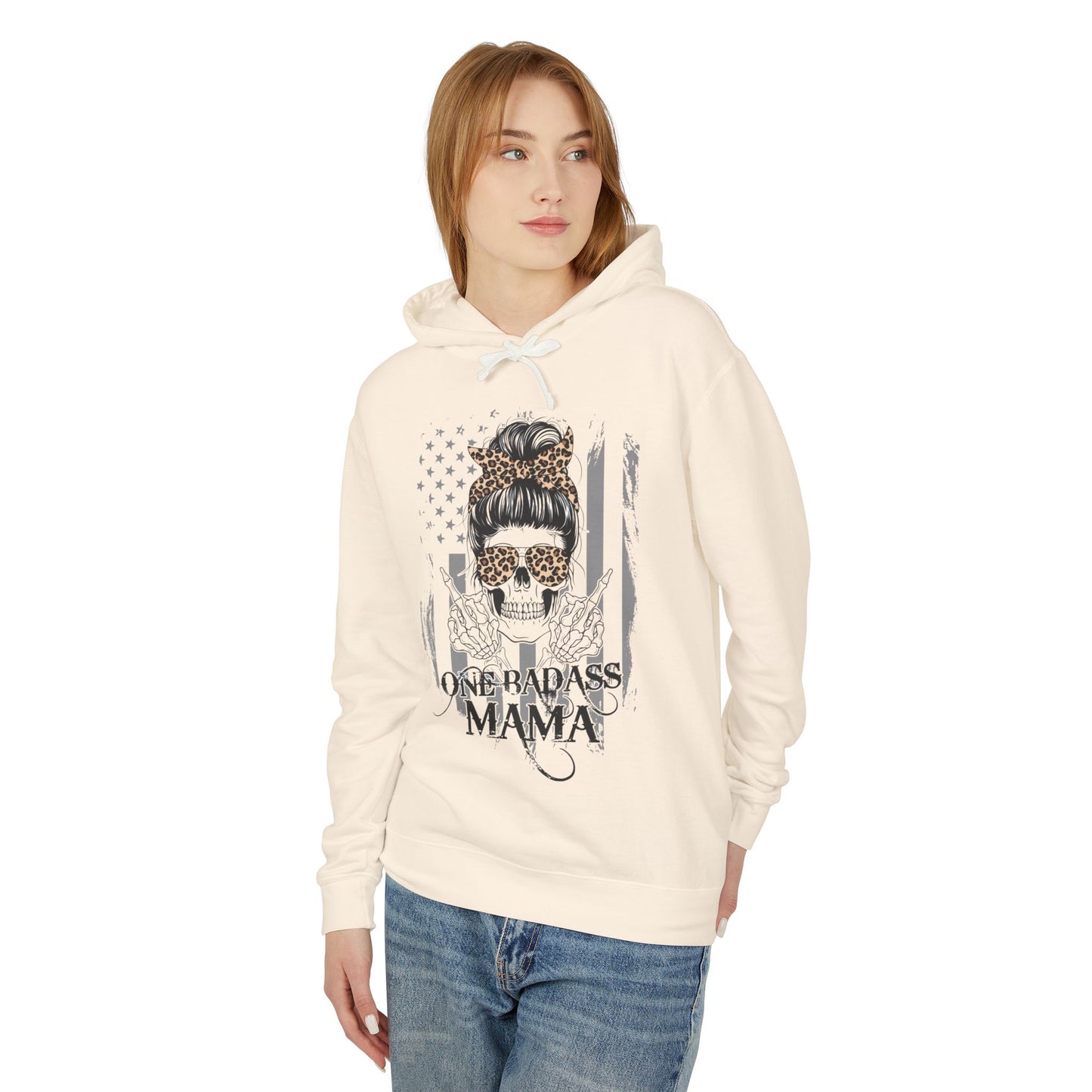 One Badass Mama Hooded Sweatshirt - Unisex Lightweight Sweatshirt for Moms