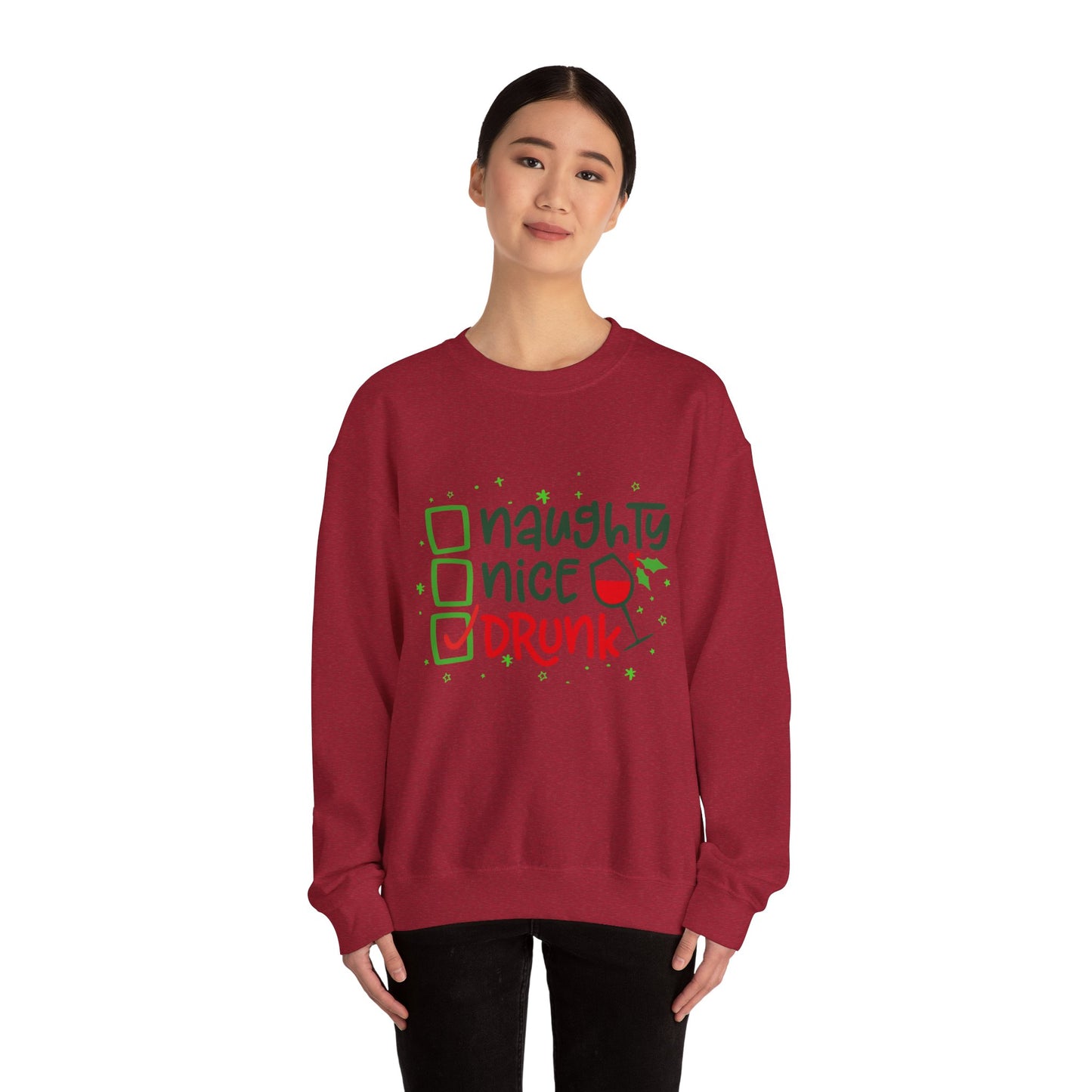 Naughty Nice Drunk Sweatshirt - Unisex Holiday Crewneck