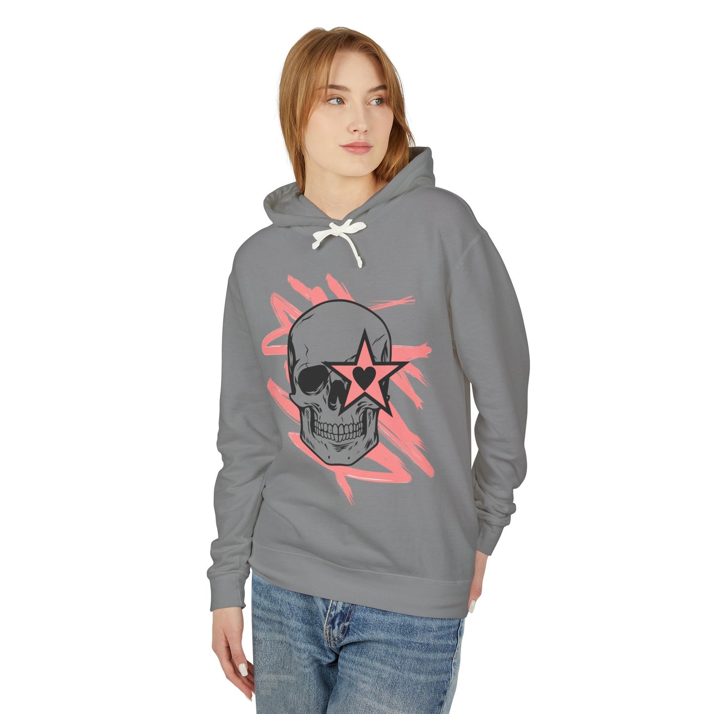 Skull and Star Lightweight Unisex Hoodie - Trendy Graphic Sweatshirt for Casual Wear