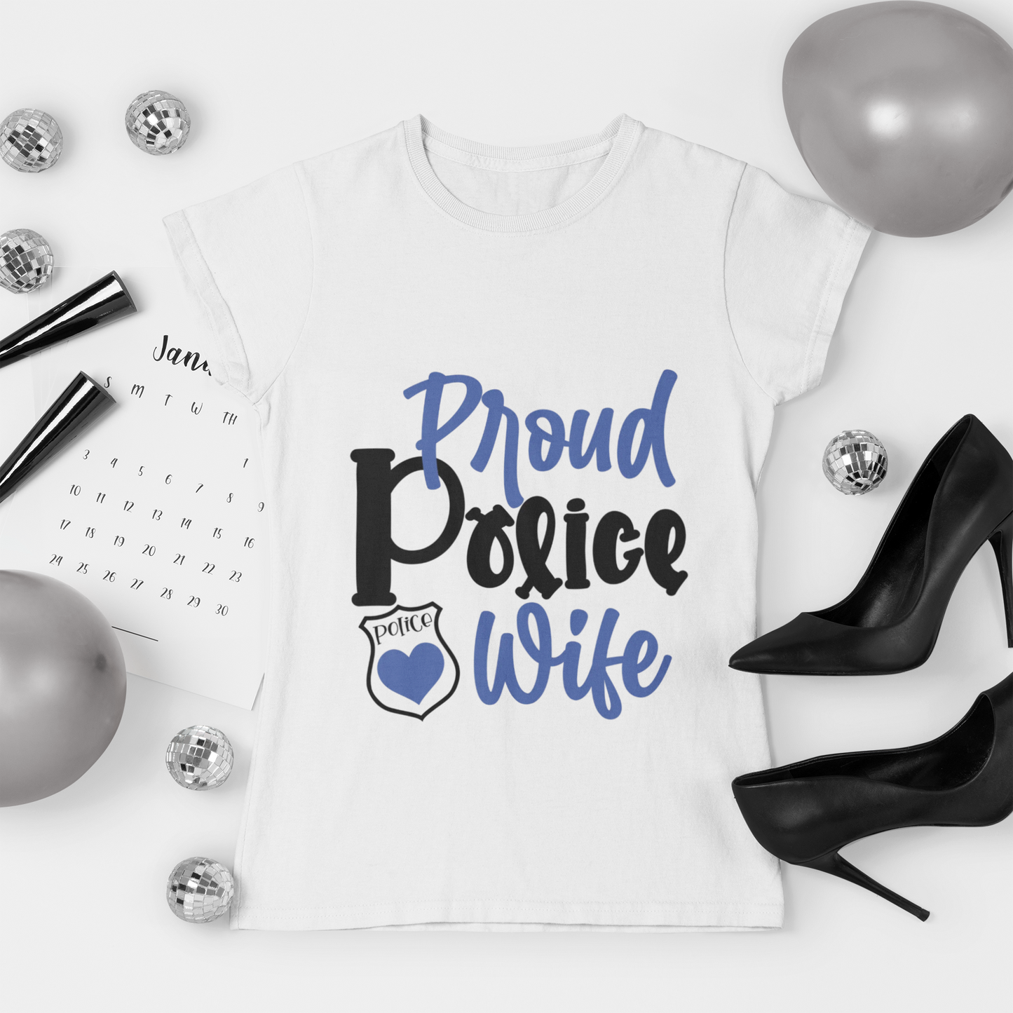 Proud Police Wife Tee, Women's Softstyle Shirt, Police Spouse Gift, Supportive Wife Apparel, Law Enforcement Love Tee