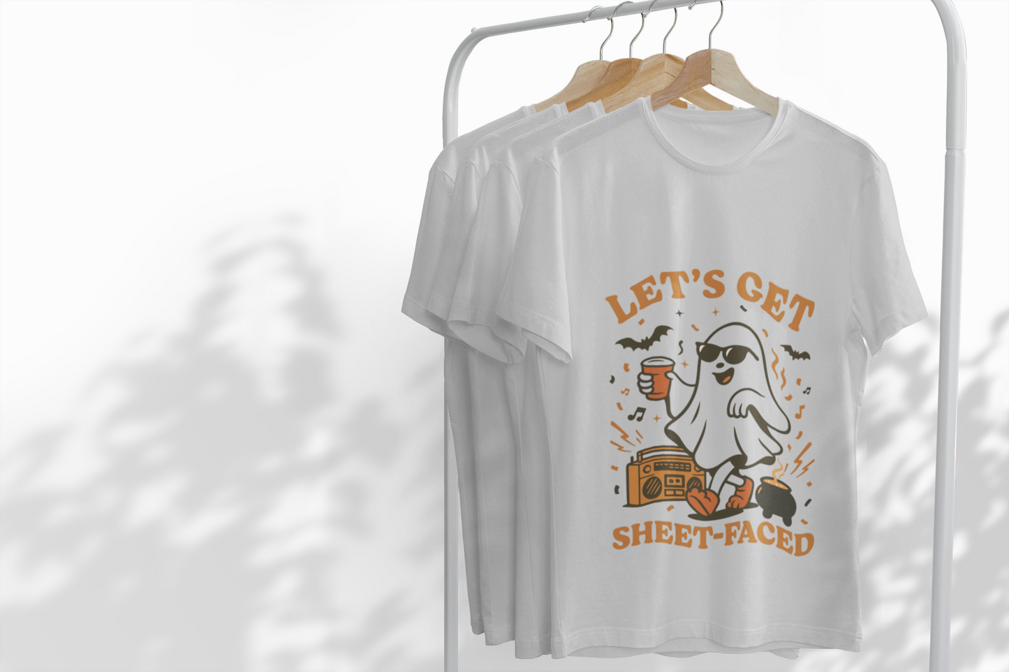 Ghost Party Women's Tee, Funny Halloween Shirt, Casual Graphic Top, Gift for Friends, Halloween Costume Alternative, Sheet-Faced Tee