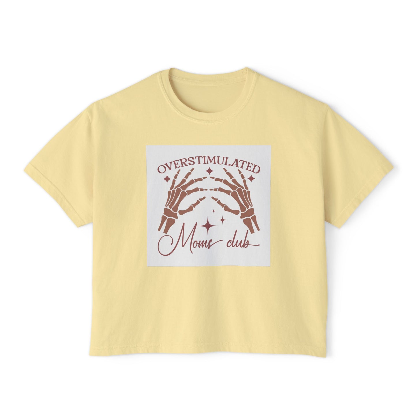 Overstimulated Mom Club Boxy Tee - Relaxed Fit Cotton Top for Moms