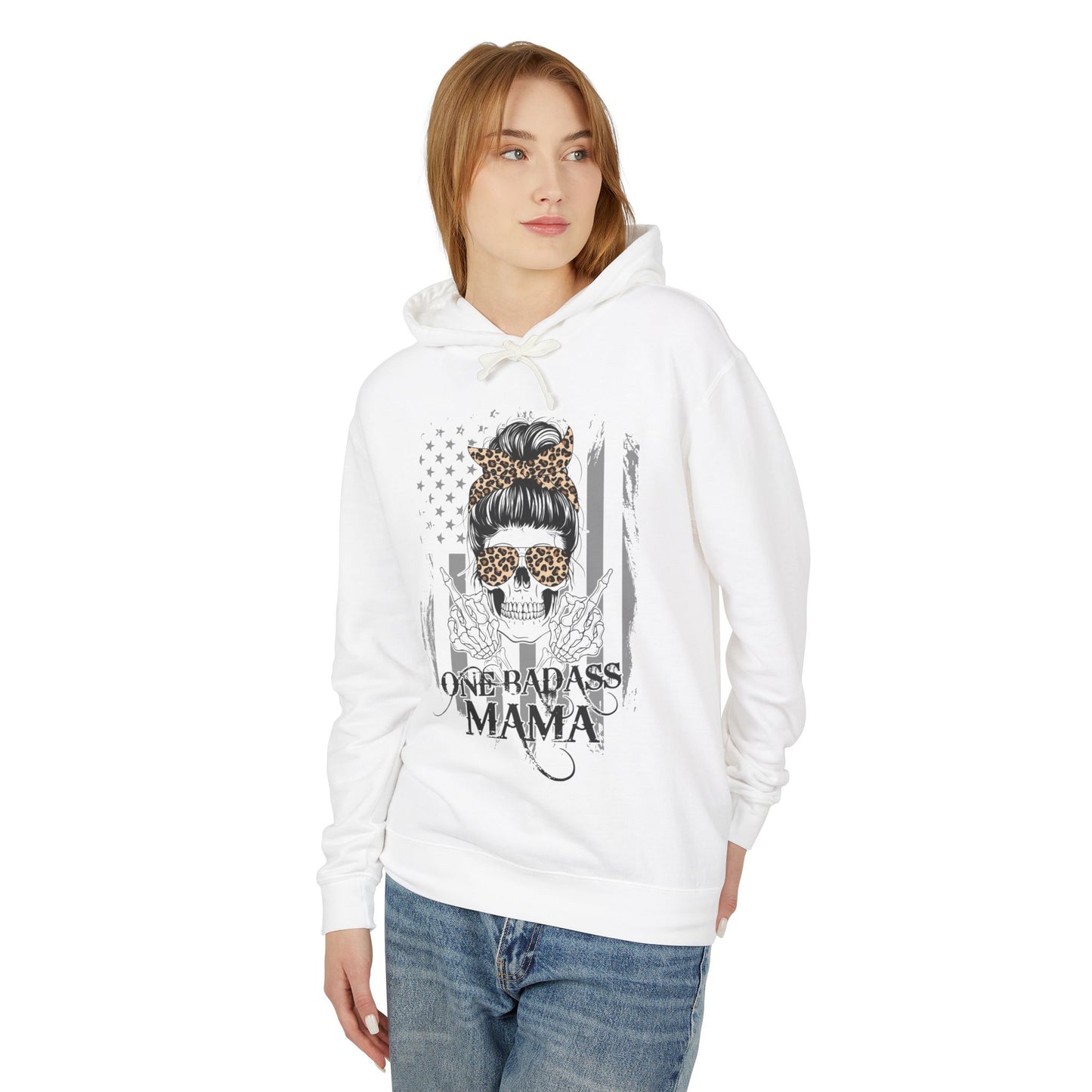 One Badass Mama Hooded Sweatshirt - Unisex Lightweight Sweatshirt for Moms