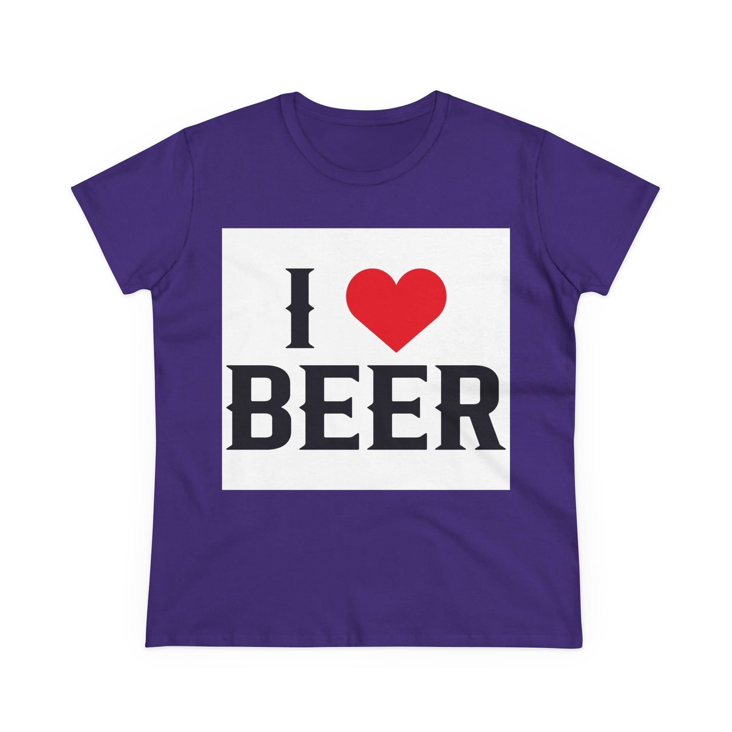 I Love Beer Women's Midweight Cotton Tee, Beer Lover Shirt, Gift for Beer Enthusiasts, Casual Everyday Wear, Fun Party Tee