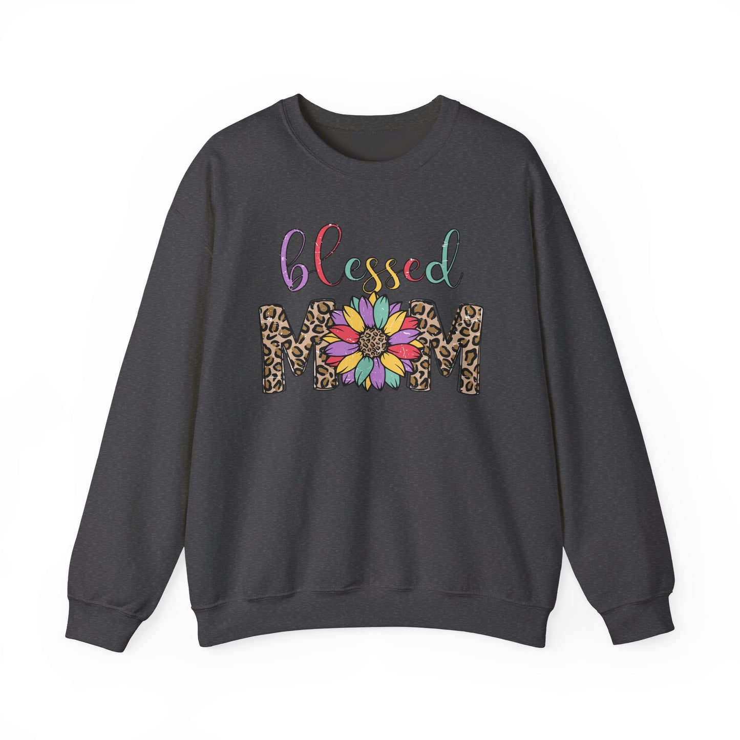 Blessed Mom Leopard Floral Crewneck Sweatshirt