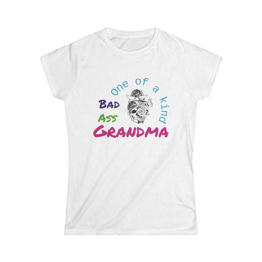 Bad Ass Grandma Women's Softstyle Tee - Fun, Unique Gift for Grandmothers