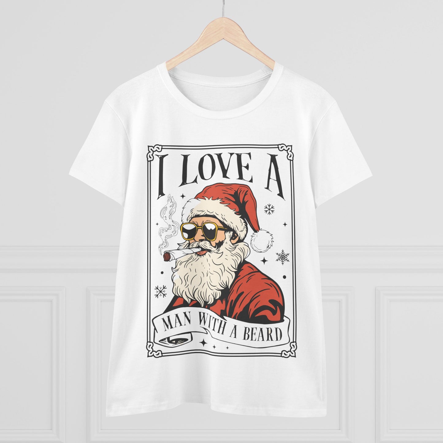 Santa Beard Women's Tee, Funny Christmas Shirt, Holiday Gift for Her, Cute Santa Graphic Tee, Santa Lover Apparel, christmas