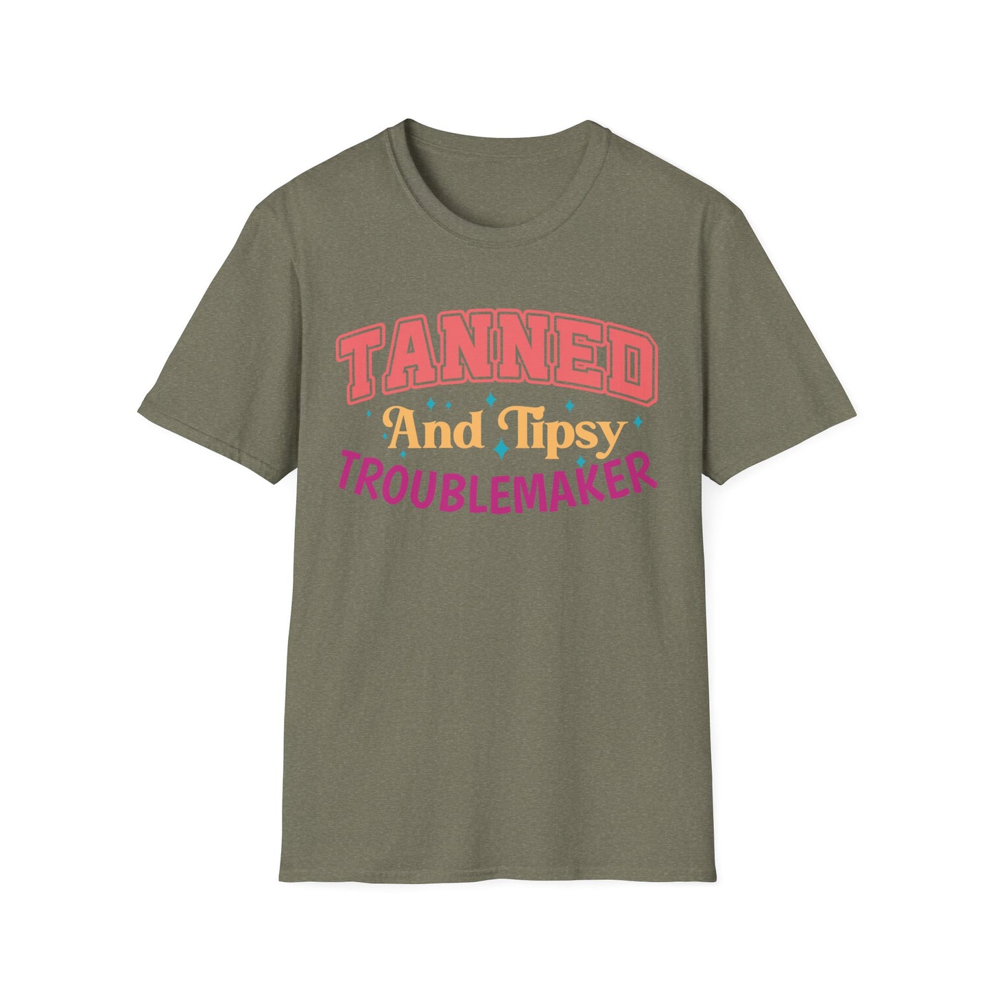 T-Shirt - Tanned and Tipsy Troublemaker Unisex Softstyle Tee