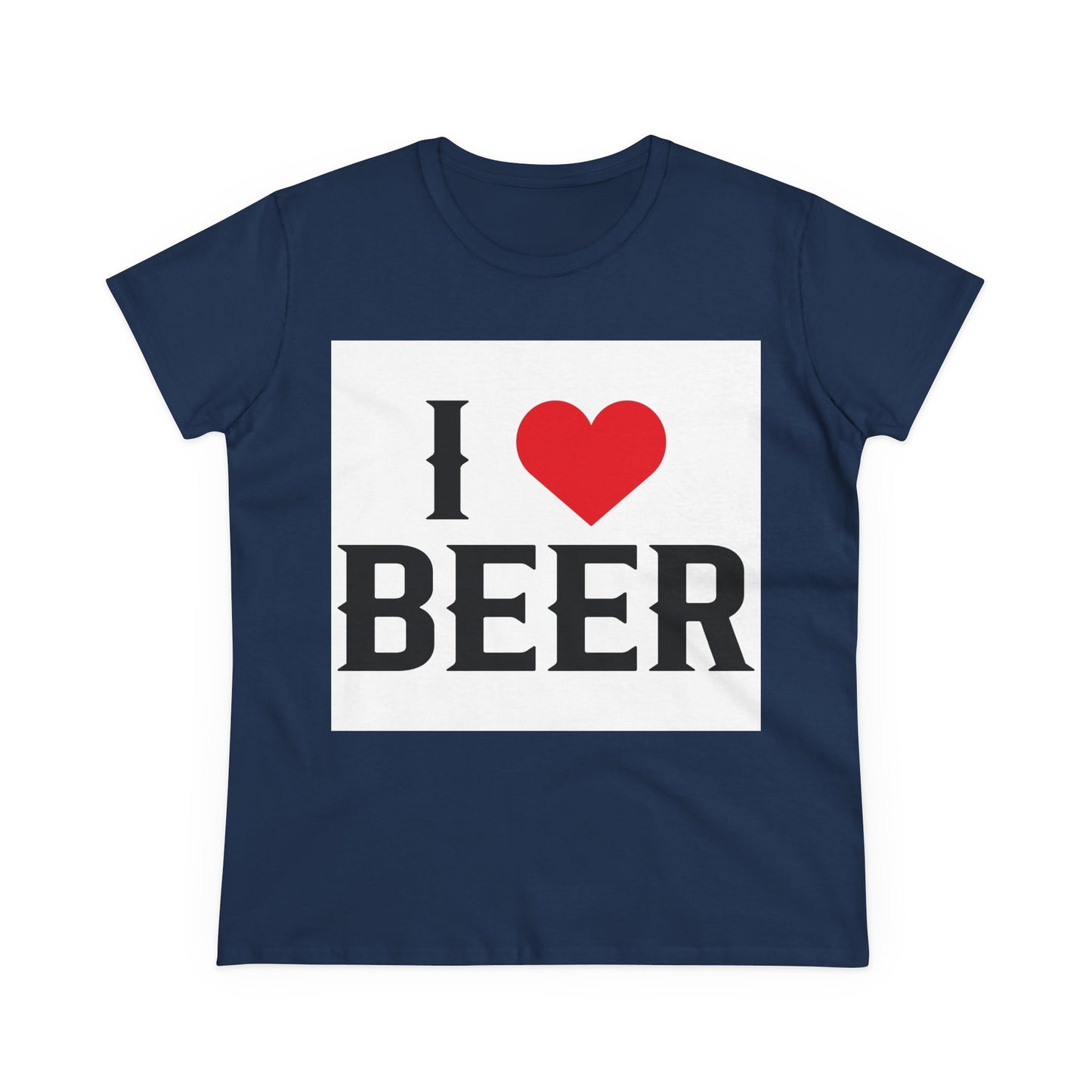 I Love Beer Women's Midweight Cotton Tee, Beer Lover Shirt, Gift for Beer Enthusiasts, Casual Everyday Wear, Fun Party Tee