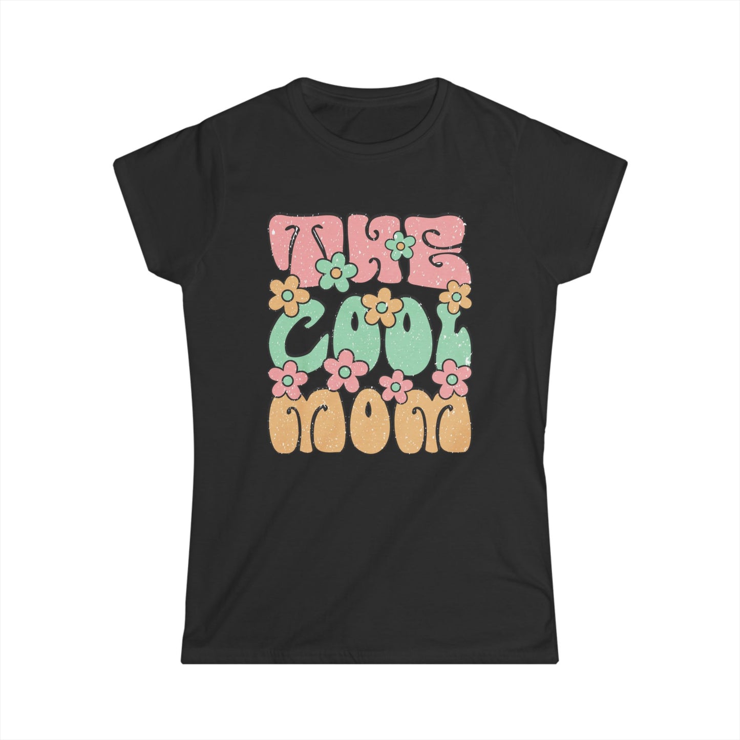 "Take The Cool Mom" Women's Softstyle Tee - Trendy Floral Graphic T-Shirt for Moms