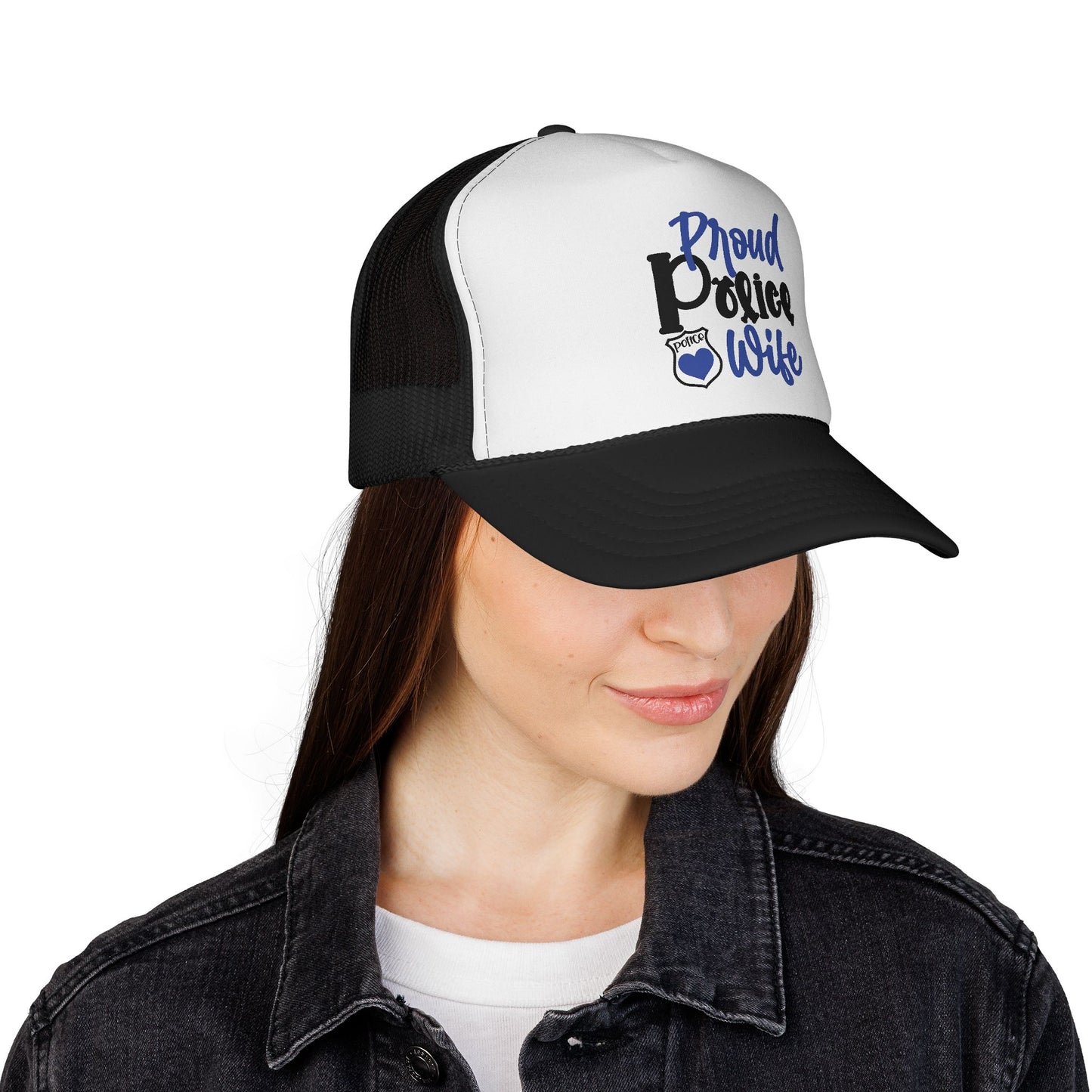 Proud Police Family Trucker Caps, Supportive Gifts for Police Wives and Kids, Patriotic Hat for Special Occasions