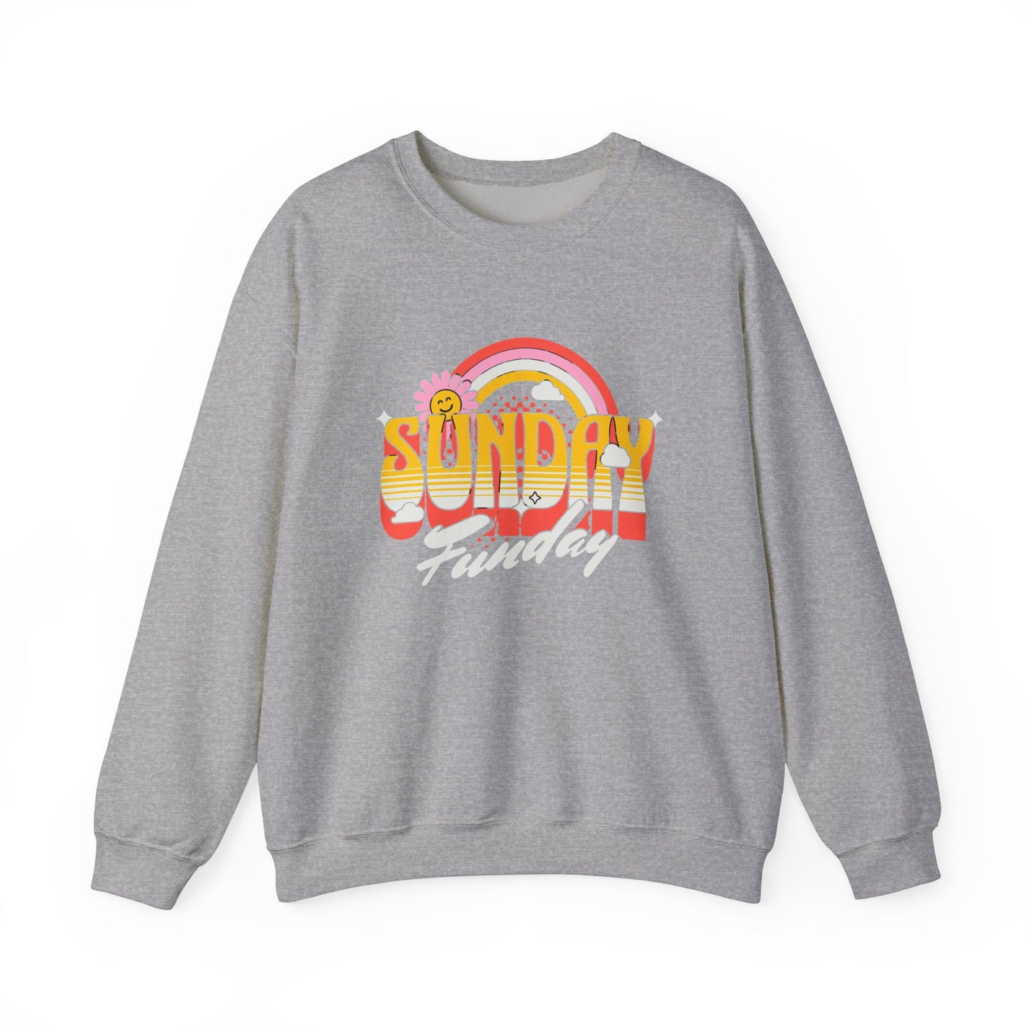 Sunday Funday Unisex Crewneck Sweatshirt - Retro Rainbow Design