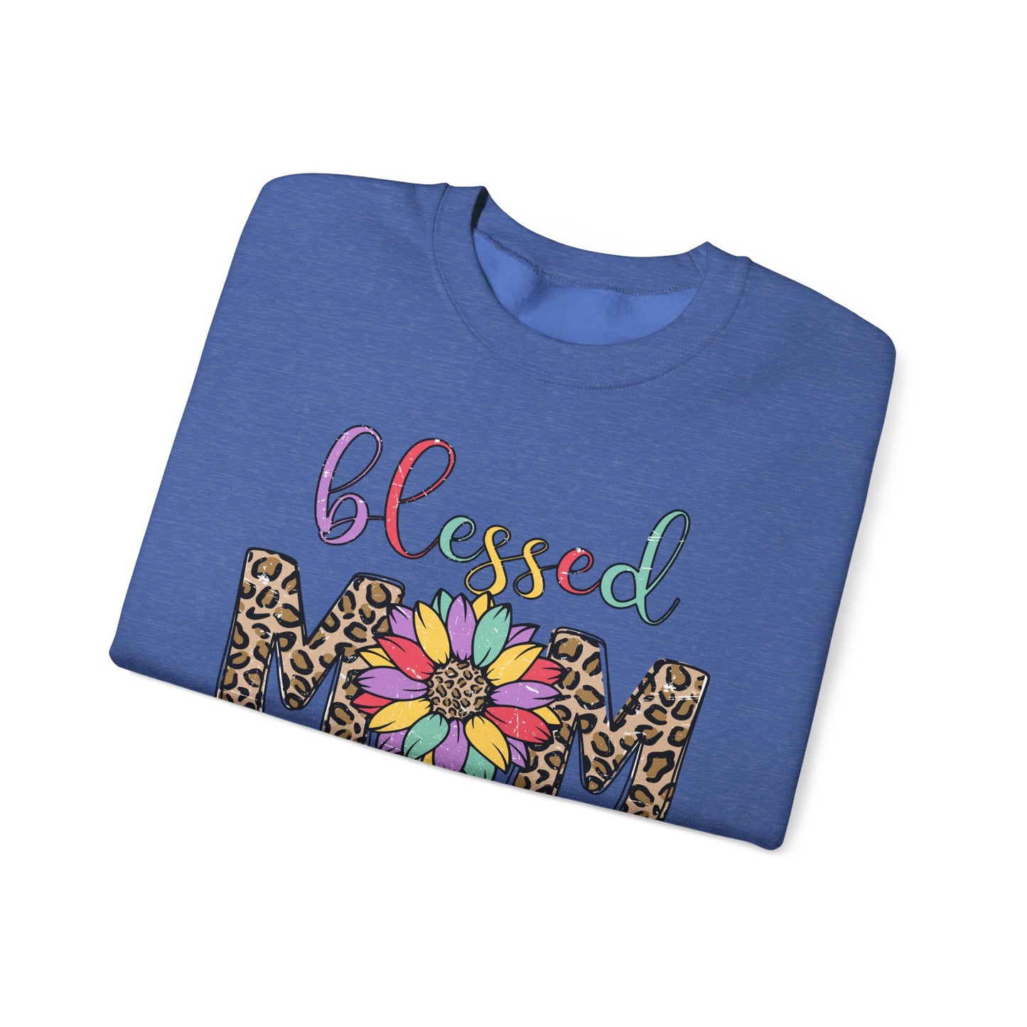 Blessed Mom Leopard Floral Crewneck Sweatshirt
