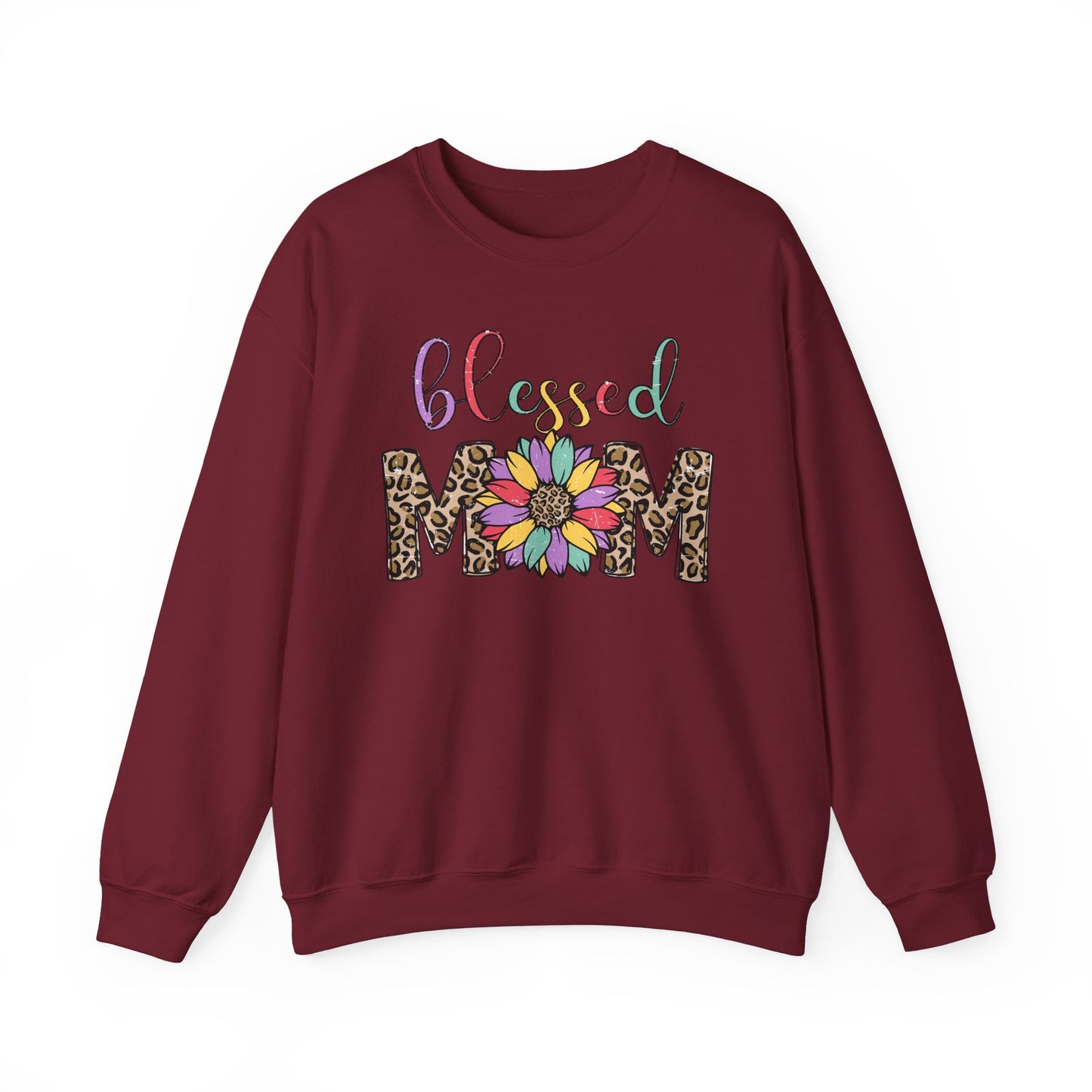 Blessed Mom Leopard Floral Crewneck Sweatshirt