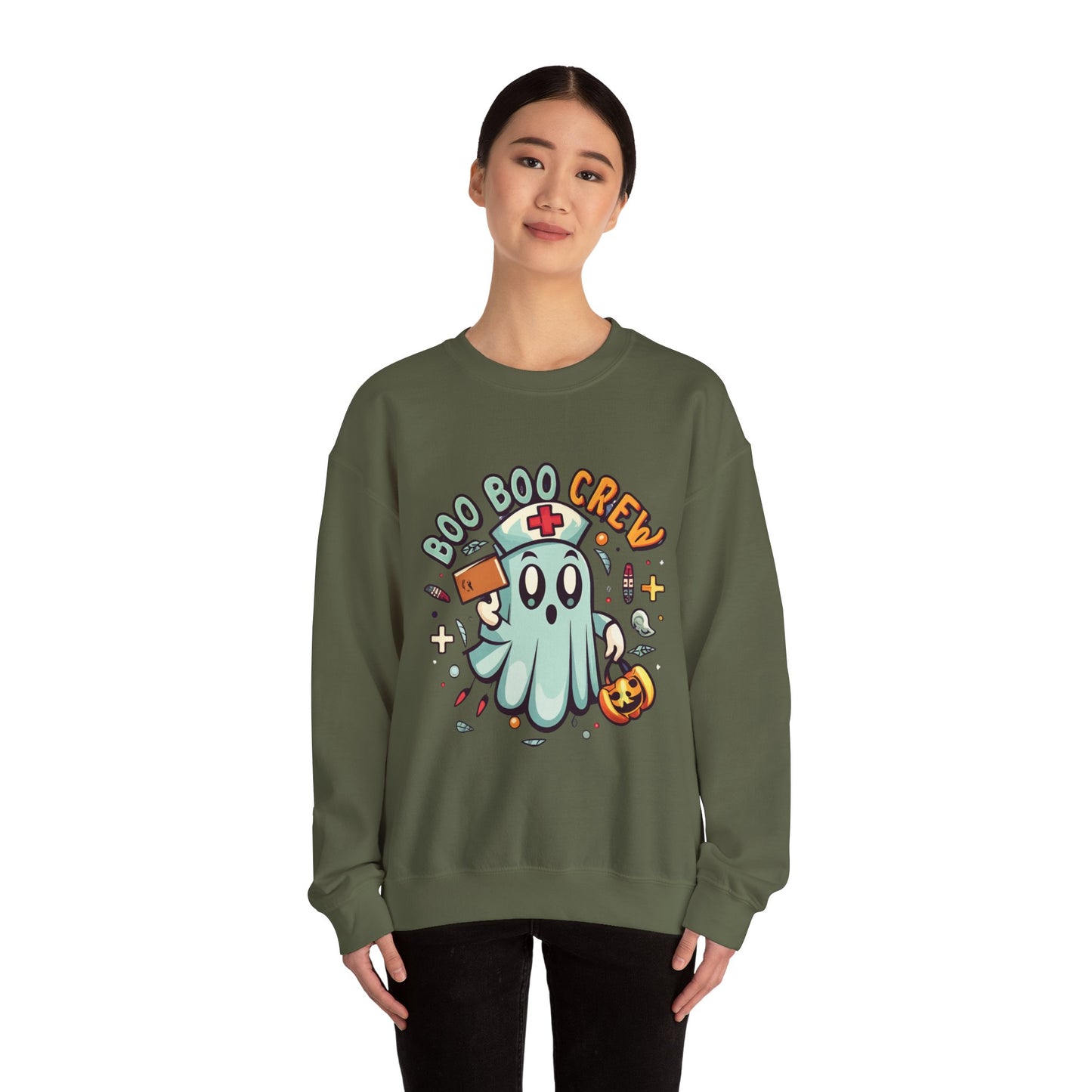 Halloween Ghost Crewneck Sweatshirt, Unisex Sweatshirt, Boo Boo Crew Sweatshirt, Cute Halloween Sweater, Cozy Fall Apparel
