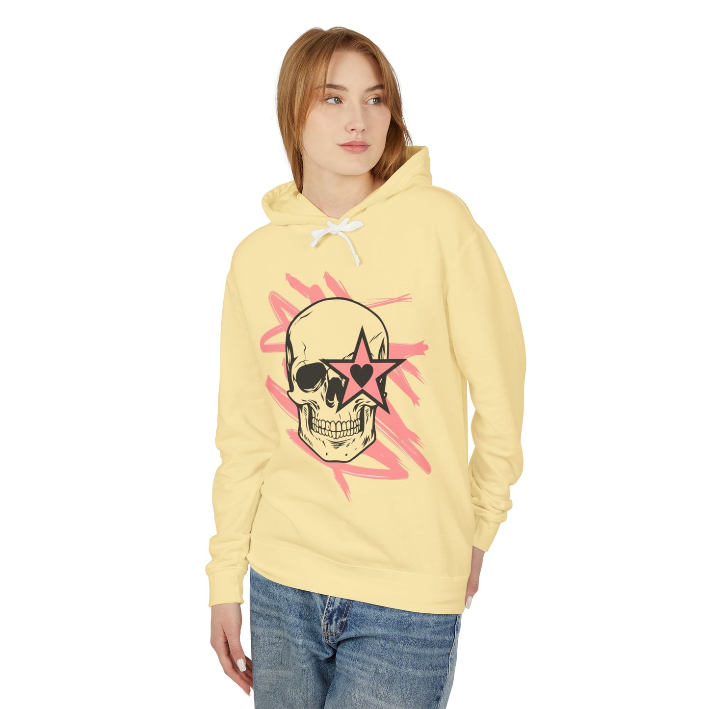Skull and Star Lightweight Unisex Hoodie - Trendy Graphic Sweatshirt for Casual Wear