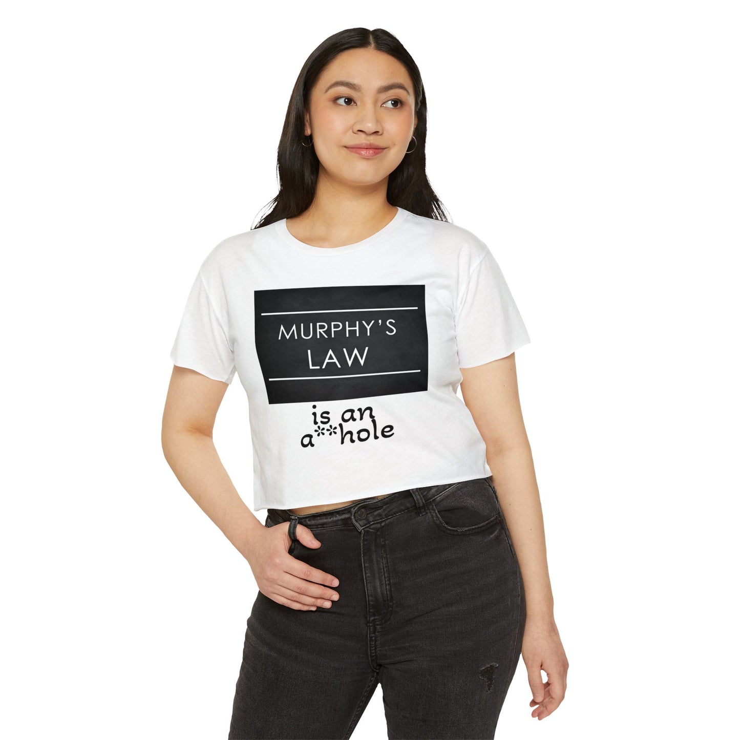 Murphy's Law Women's Festival Crop Top, Fun Summer Tee, Casual Streetwear, Gift for Her, Festival Outfit, Funny Quote Shirt
