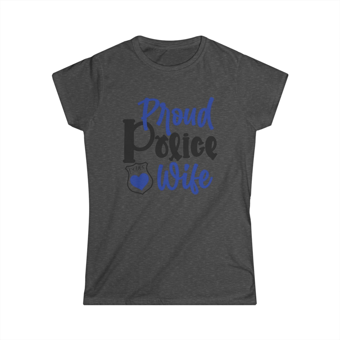 Proud Police Wife Tee, Women's Softstyle Shirt, Police Spouse Gift, Supportive Wife Apparel, Law Enforcement Love Tee