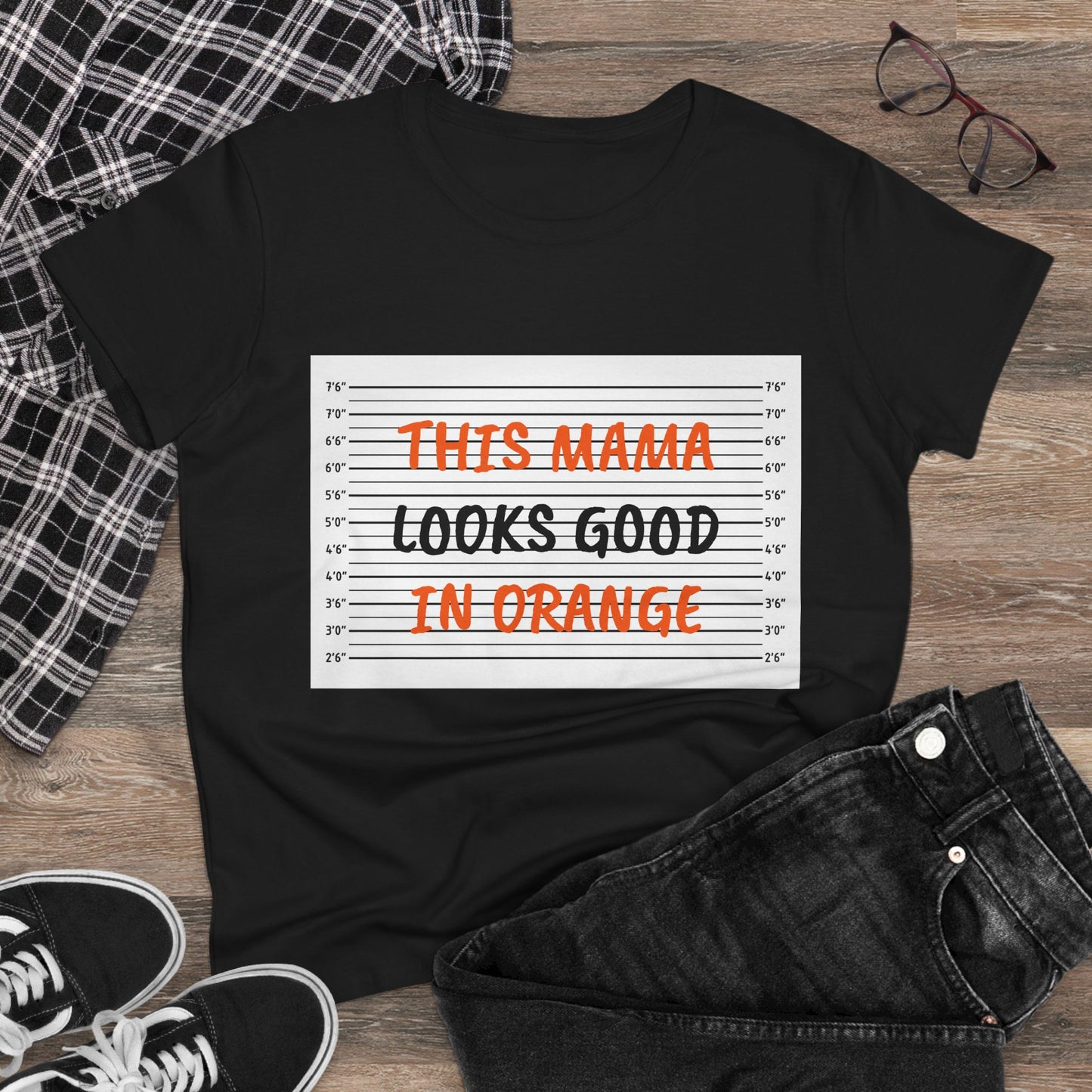 Fun Women's Midweight Cotton Tee - 'This Mama Looks Good in Orange'