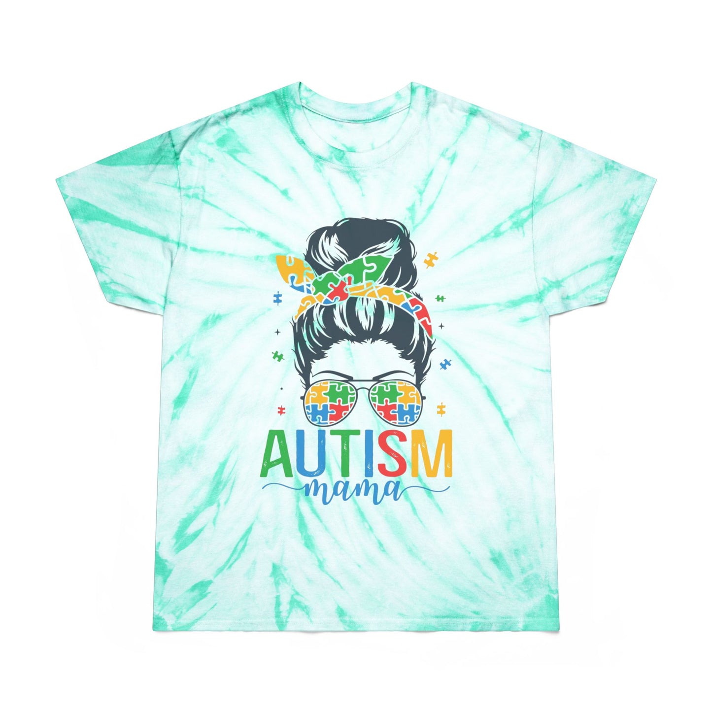 Autism Mama Tie-Dye Tee - Bright Yellow Cyclone Design