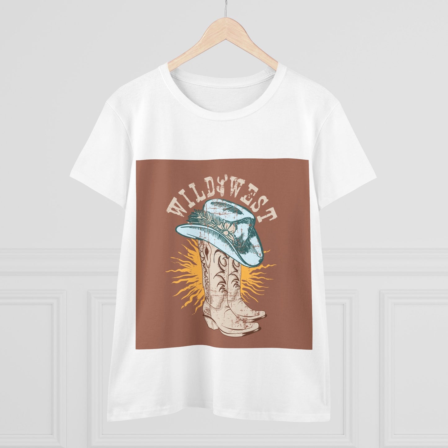 Wild West Women's Cotton Tee - Casual Summer Top, Boho Fashion, Vintage Graphic Shirt, Gift for Cowgirls, Western Wear