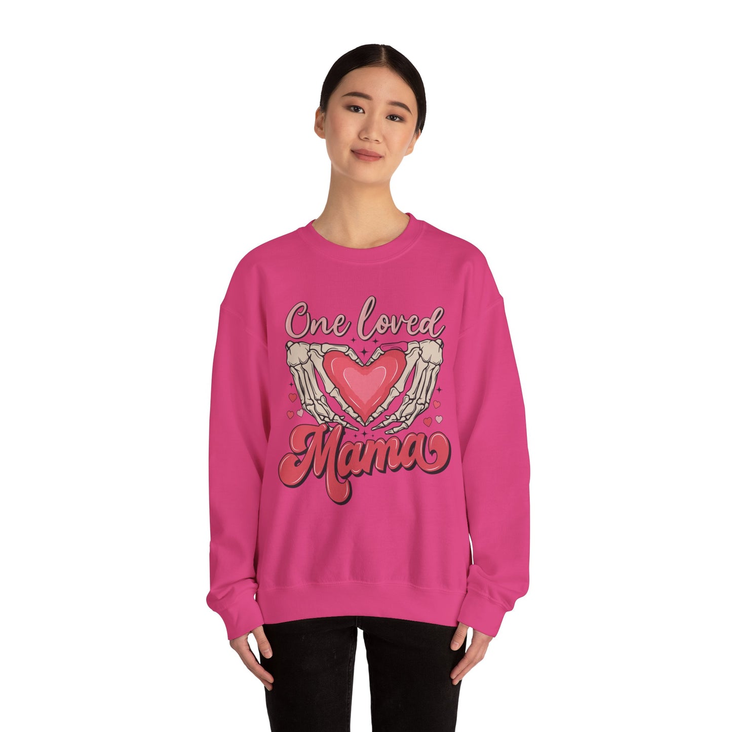 One Loved Mama Crewneck Sweatshirt, Perfect Gift for Moms, Cozy Layer for Birthdays, Mother's Day, Heartfelt Gift Idea