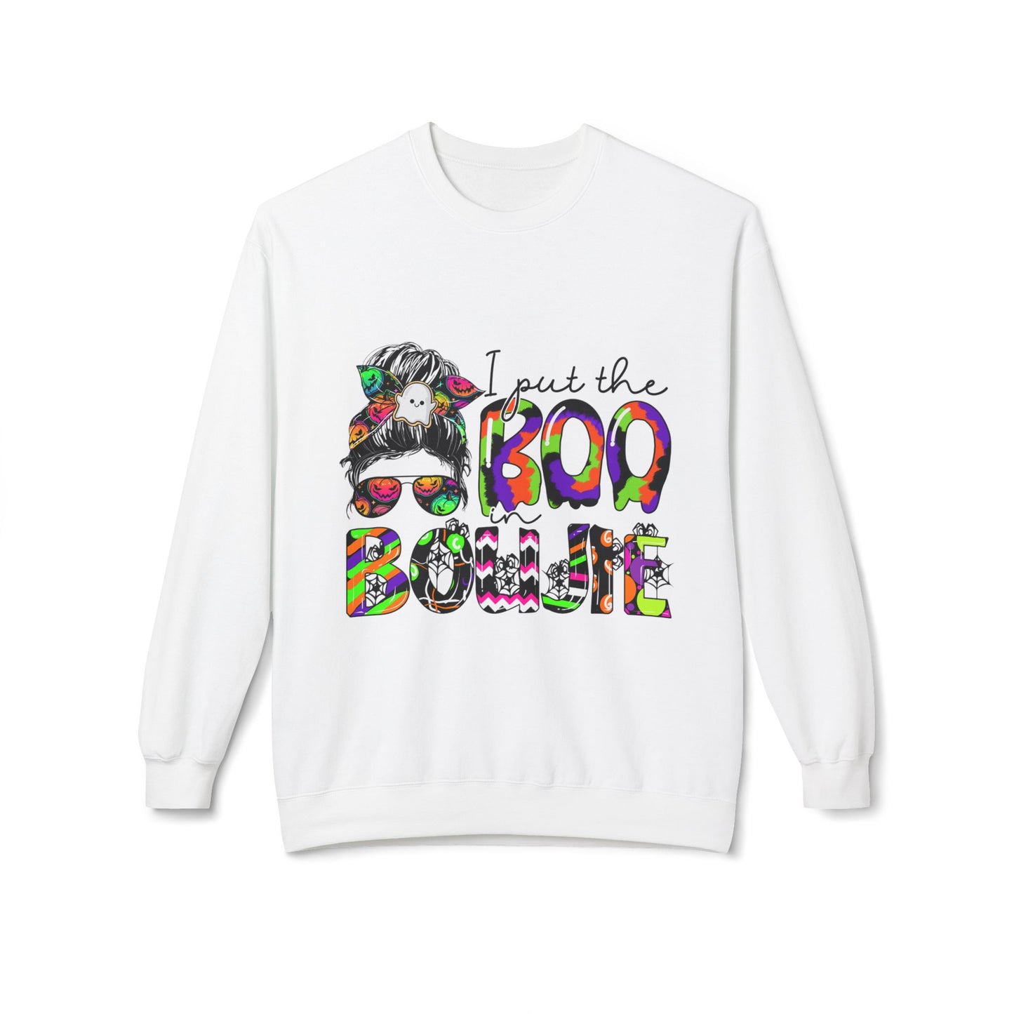 Boho-Inspired Fleece Crewneck Sweatshirt - "I Put the Boo in Boogie"