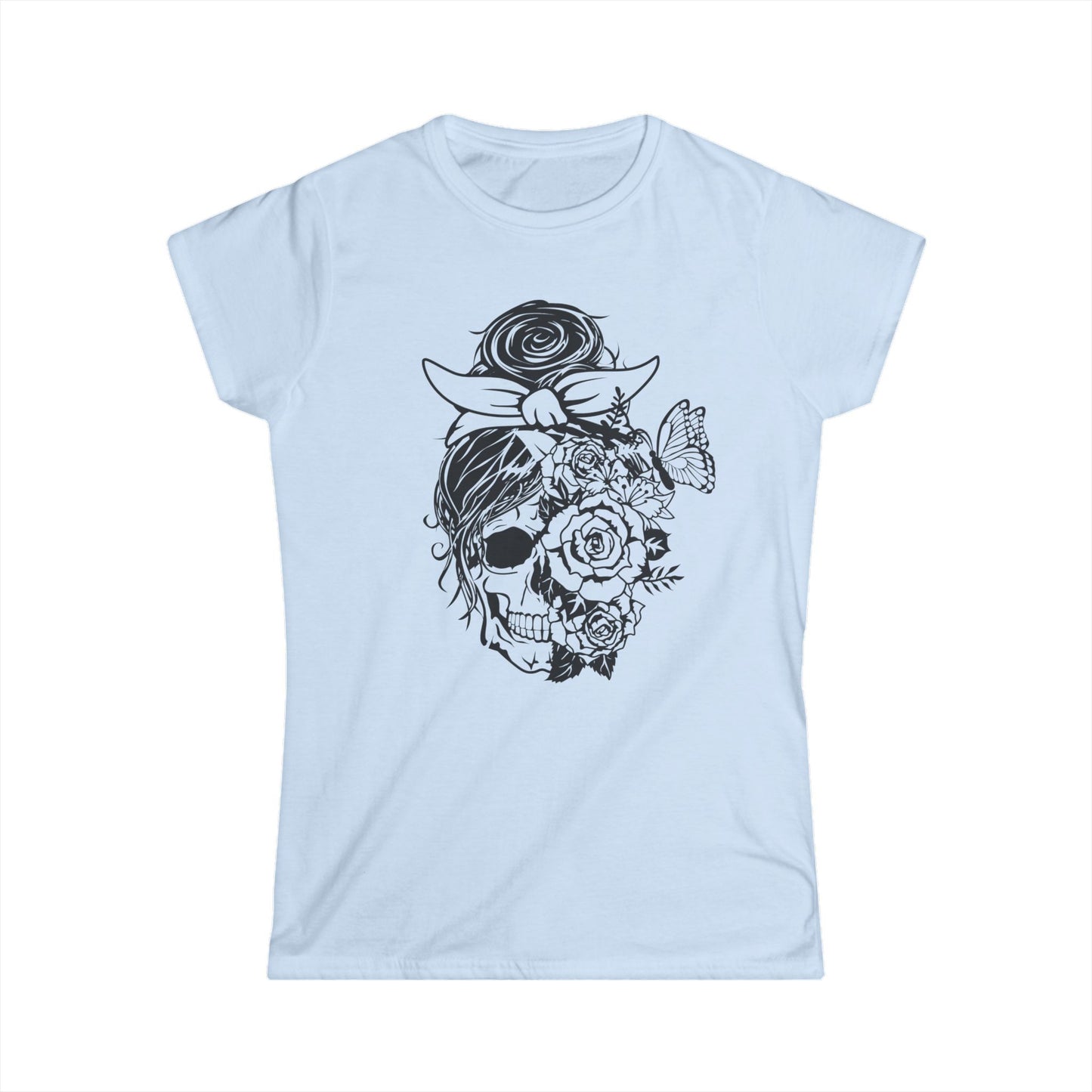 Floral Skull Women's Tee - Boho Chic Graphic T-Shirt for Everyday Style